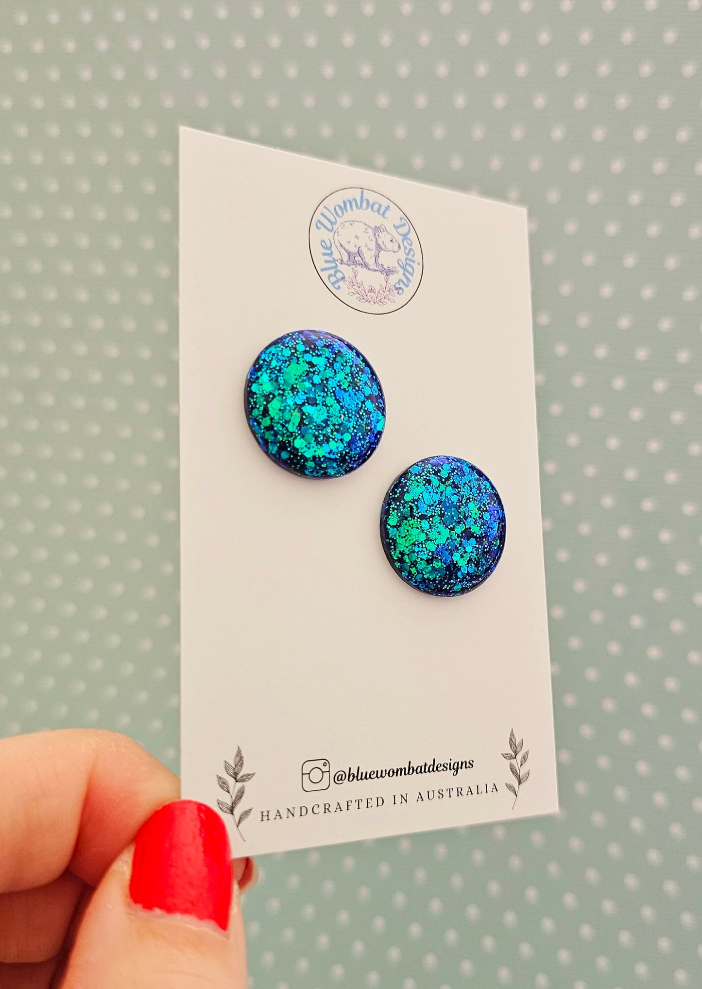 Chameleon Glitter Resin Domed Studs 20mm