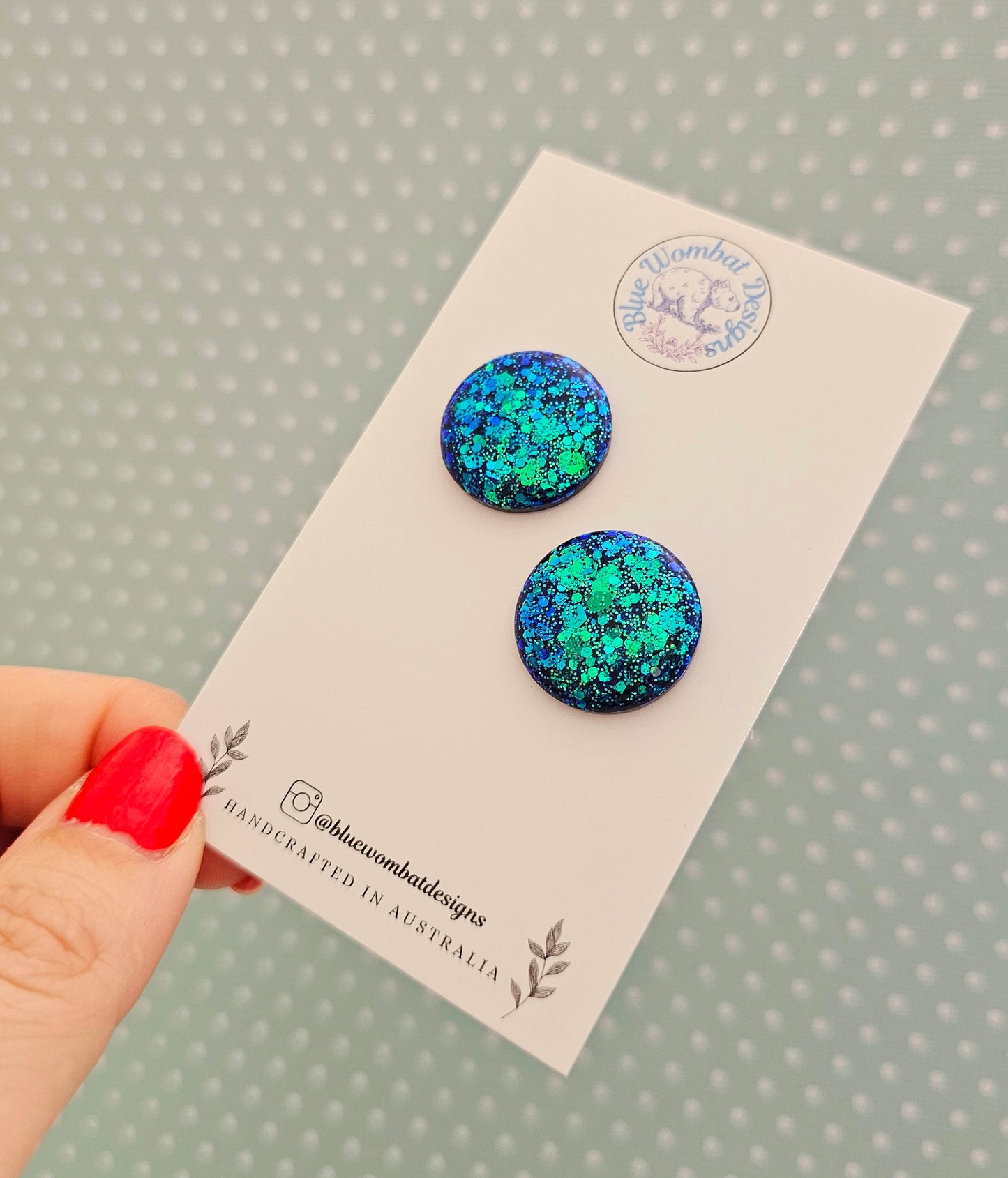 Chameleon Glitter Resin Domed Studs 20mm