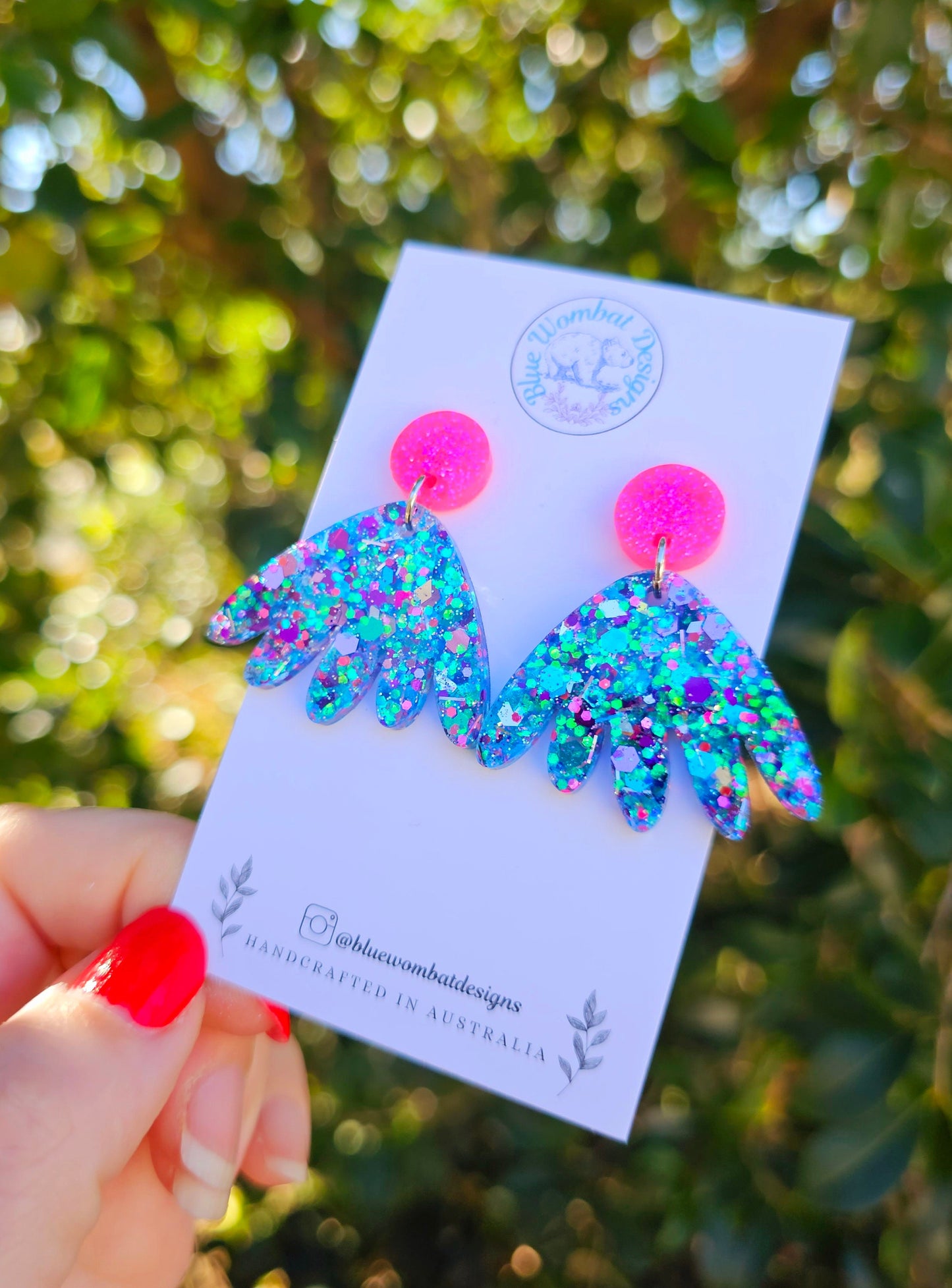 Colourful Glitter Resin Statement Earrings