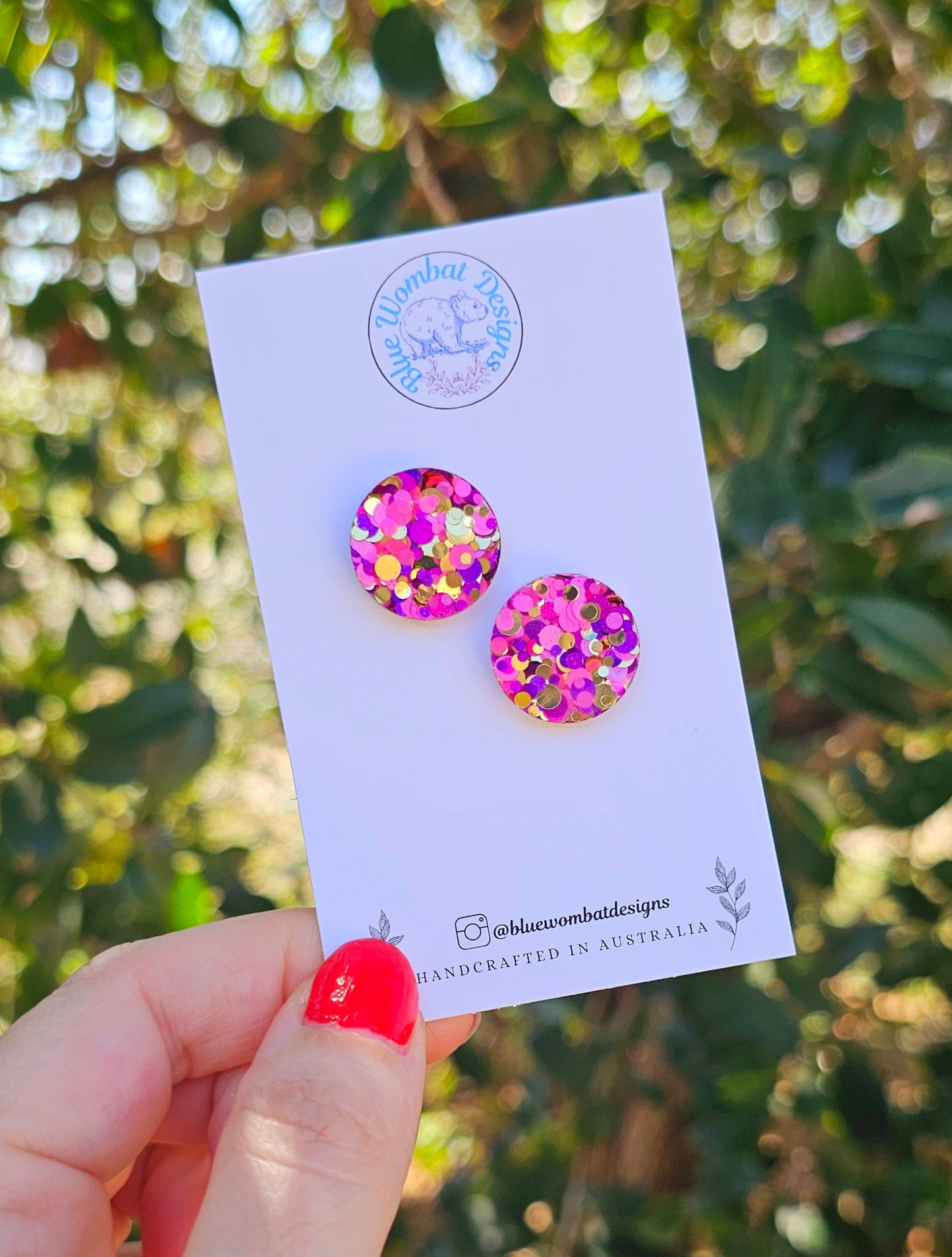 Resin Glitter Handmade Sparkle Studs 17mm