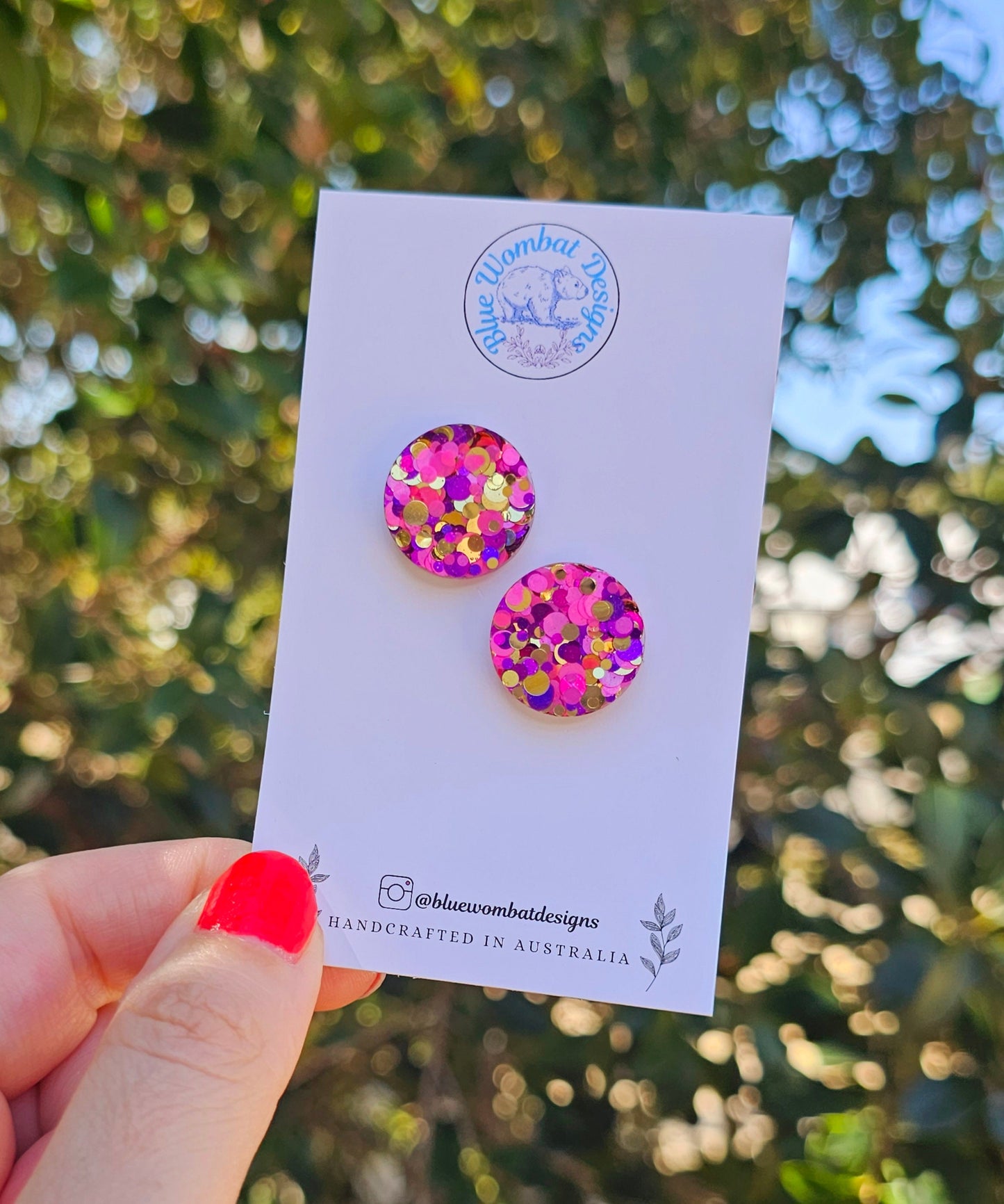 Resin Glitter Handmade Sparkle Studs 17mm