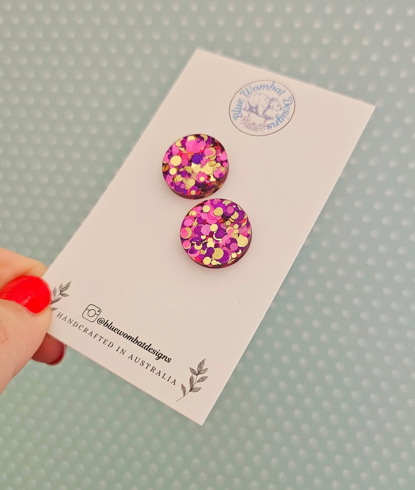 Resin Glitter Handmade Sparkle Studs 17mm