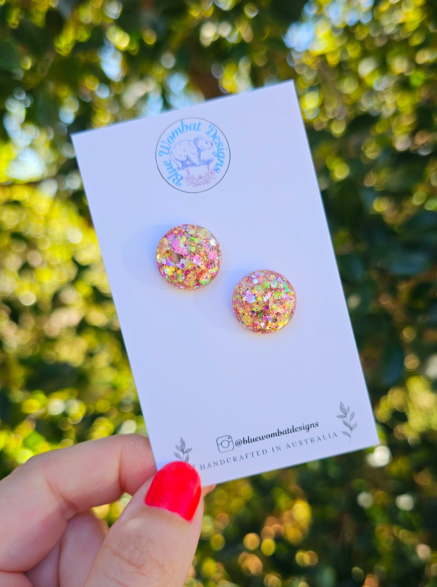 Colourful Glitter Sparkle Resin Domed Studs 16mm