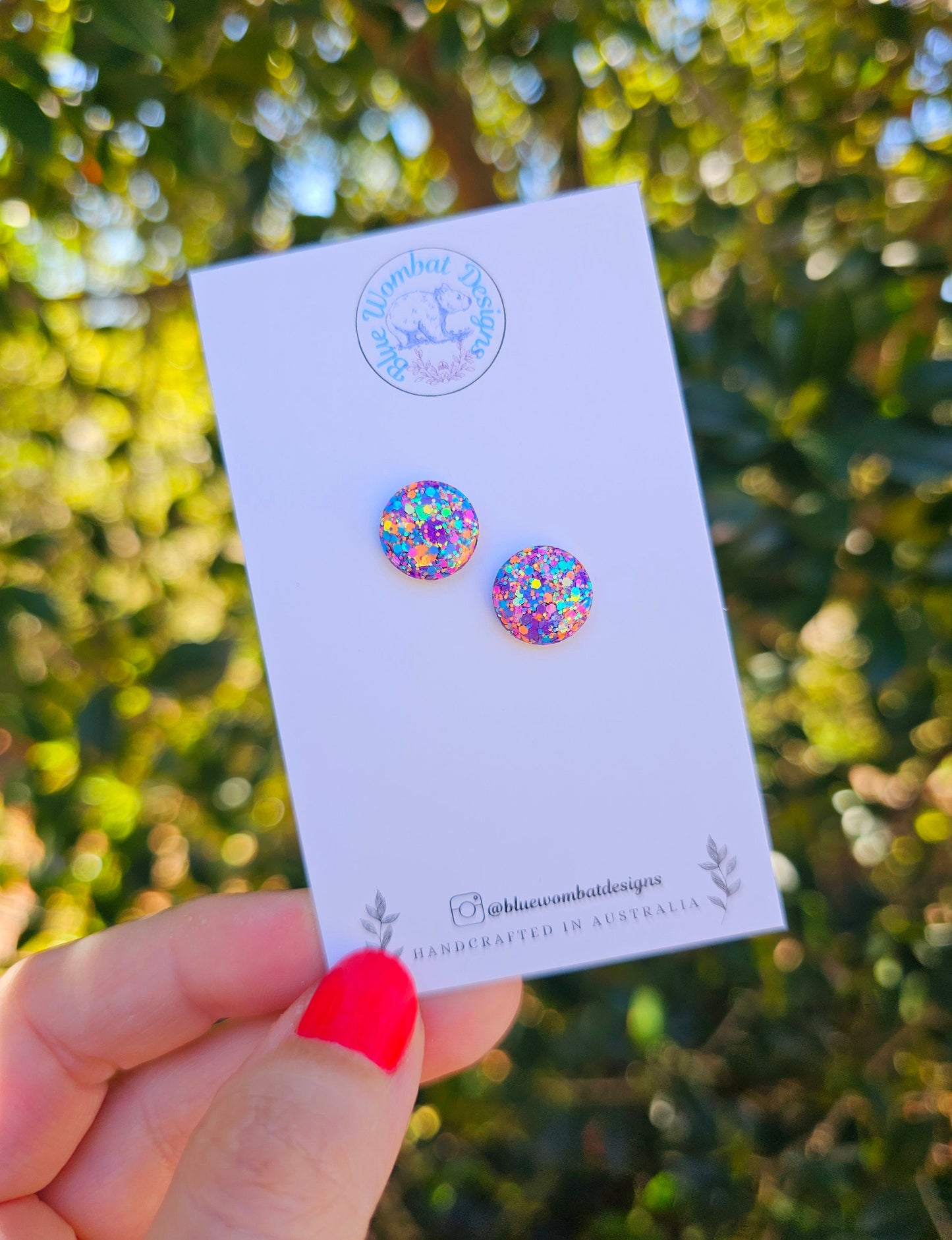 Colourful Glitter Resin Domed Studs 12mm