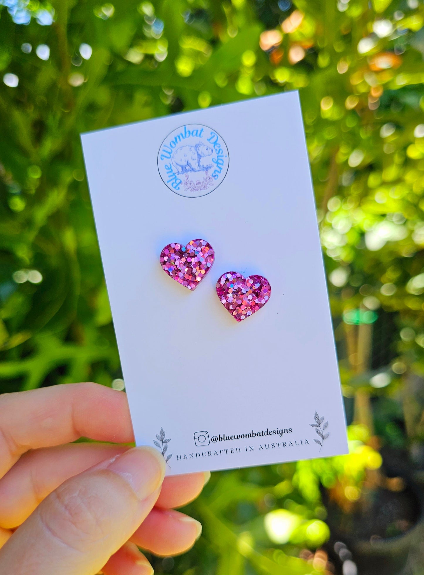 Glitter Love Heart Resin Small Stud Earrings