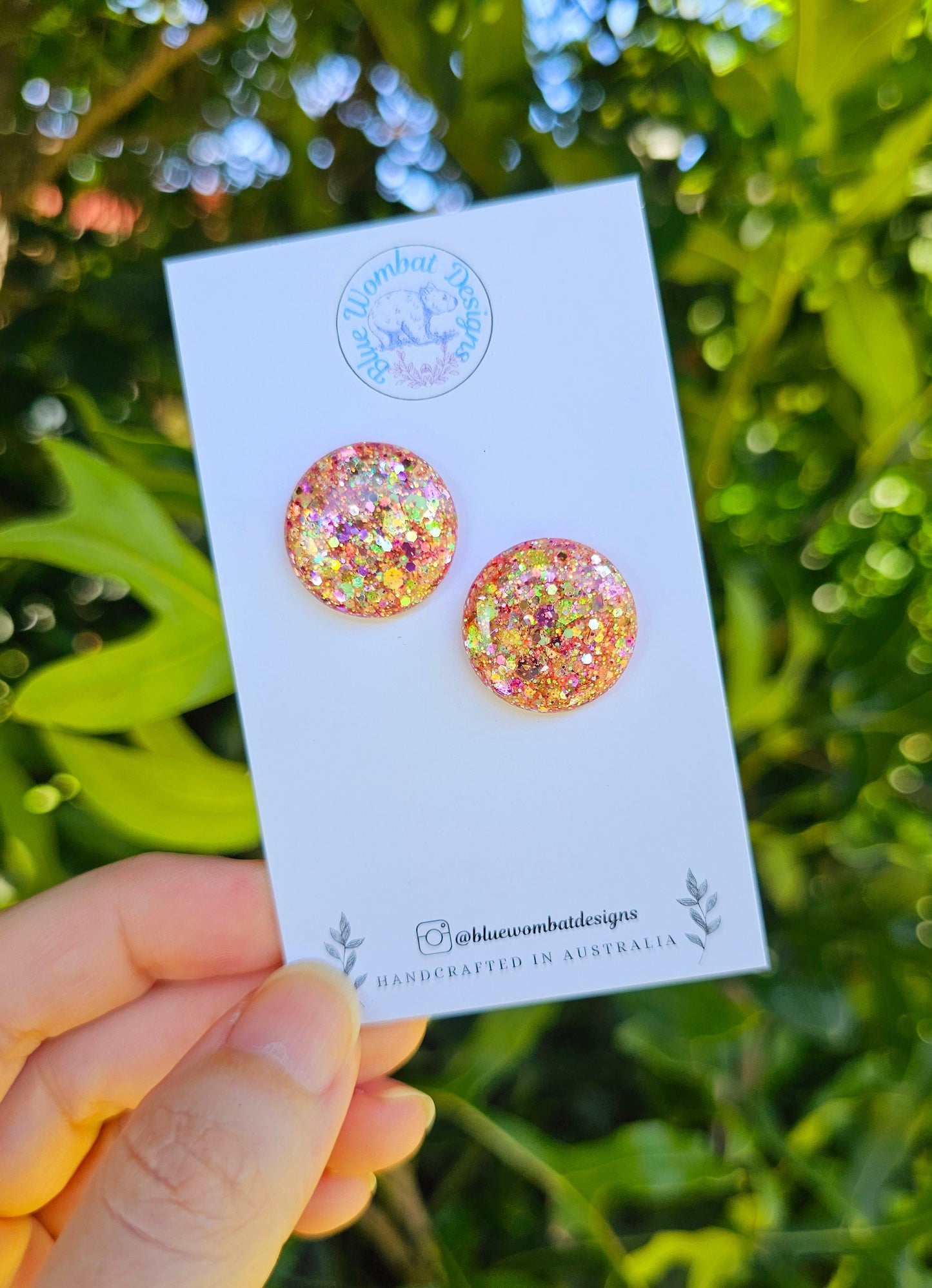 Colourful Glitter Sparkle Resin Domed Studs 20mm