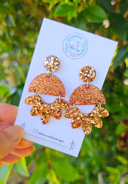 Resin Glitter Dangle Handmade Statement Earrings