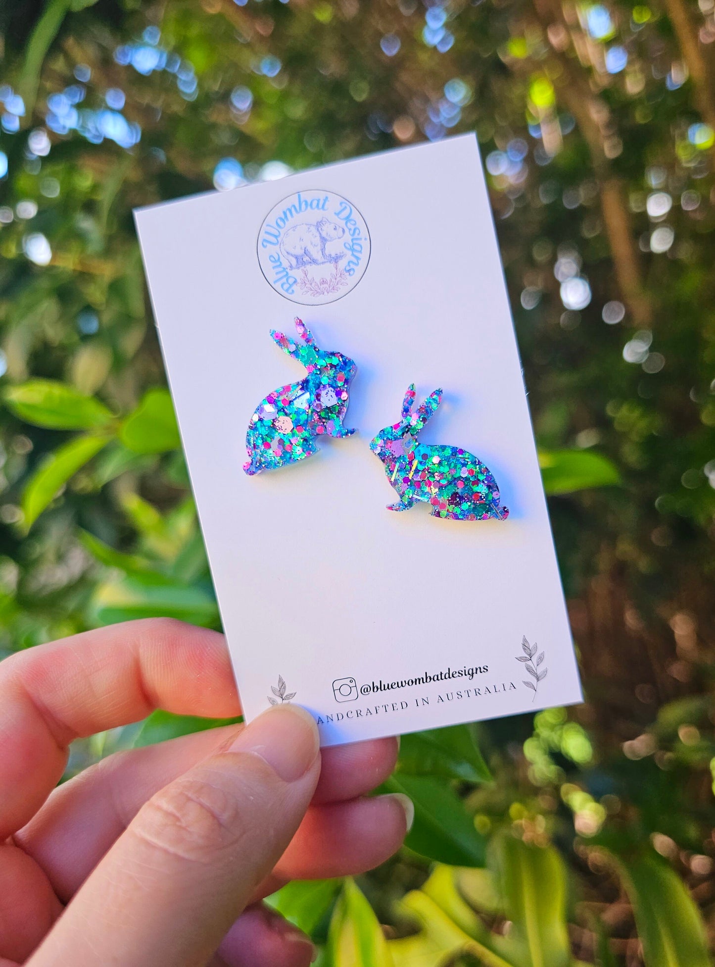 Rabbit Studs Colourful Handmade Easter Earrings