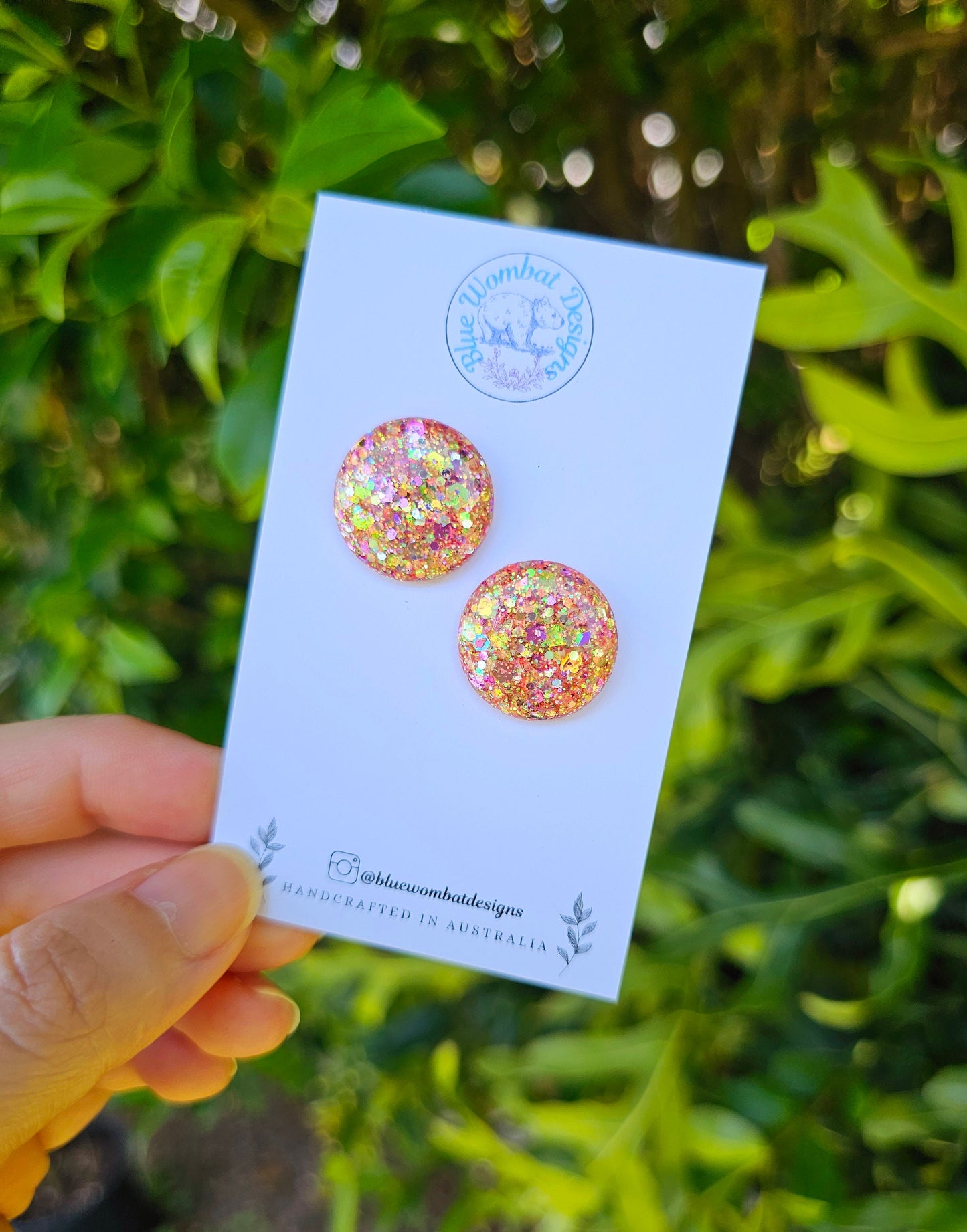 Colourful Glitter Sparkle Resin Domed Studs 20mm