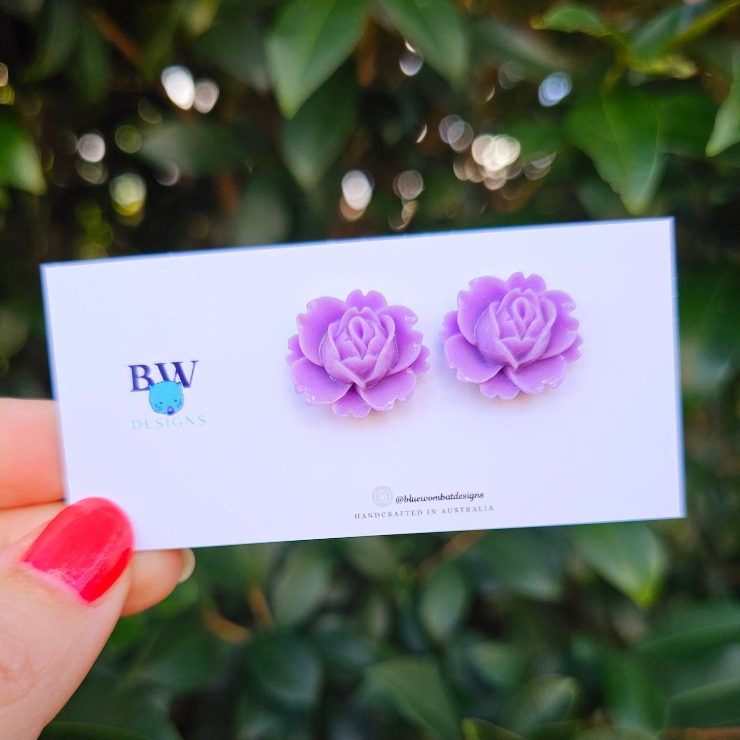 Purple Flower Resin Studs 20mm