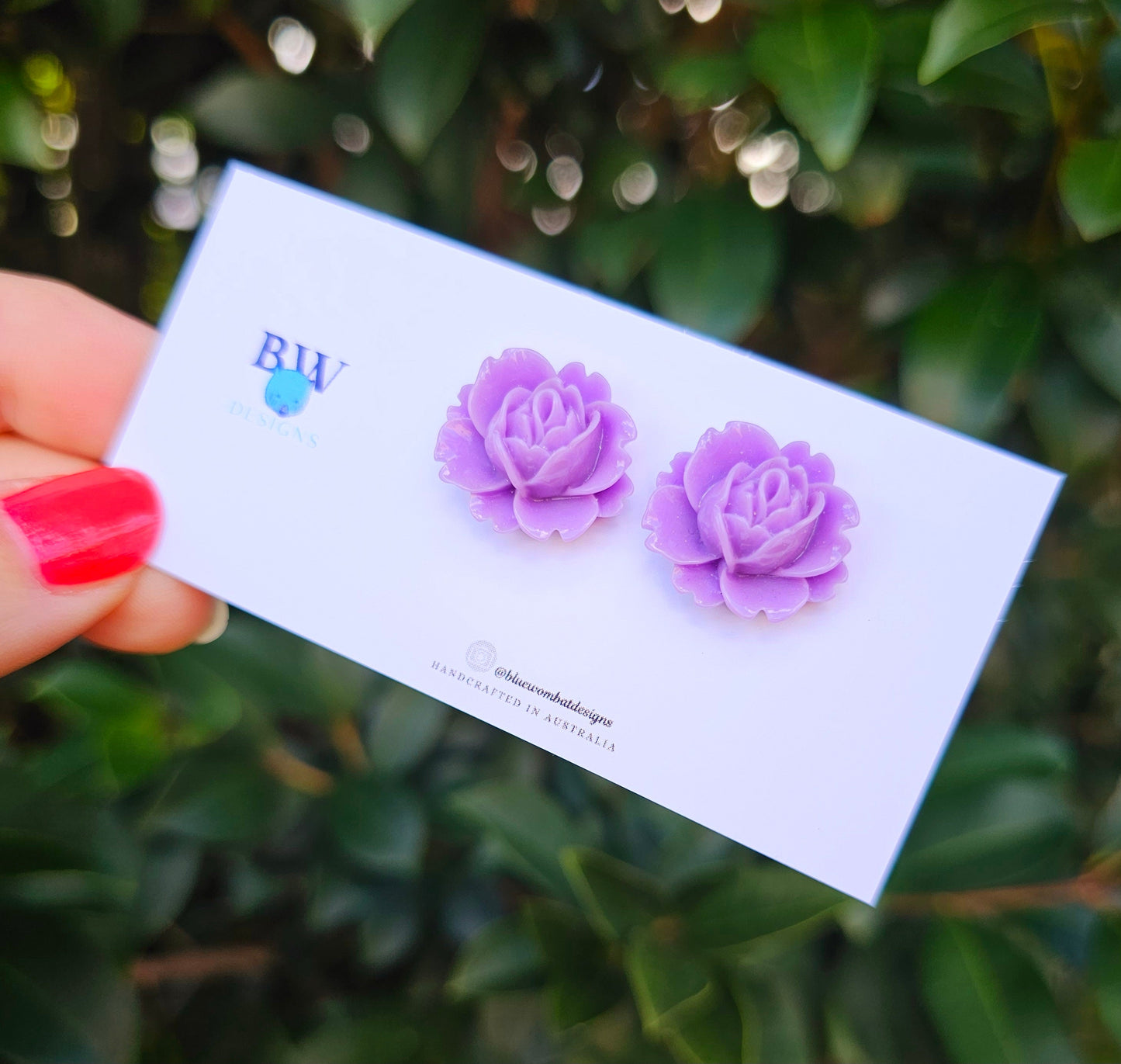 Purple Flower Resin Studs 20mm