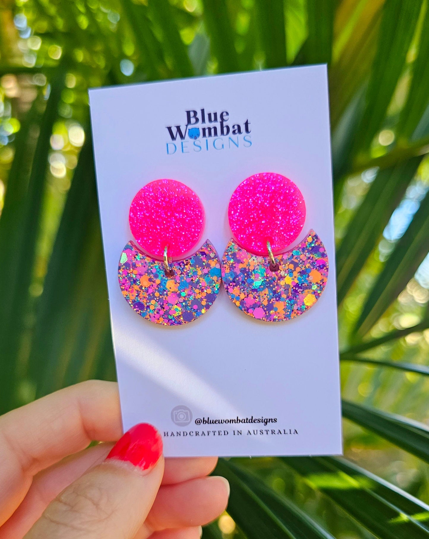 Colourful Glitter Resin Small Dangle Statement Earrings