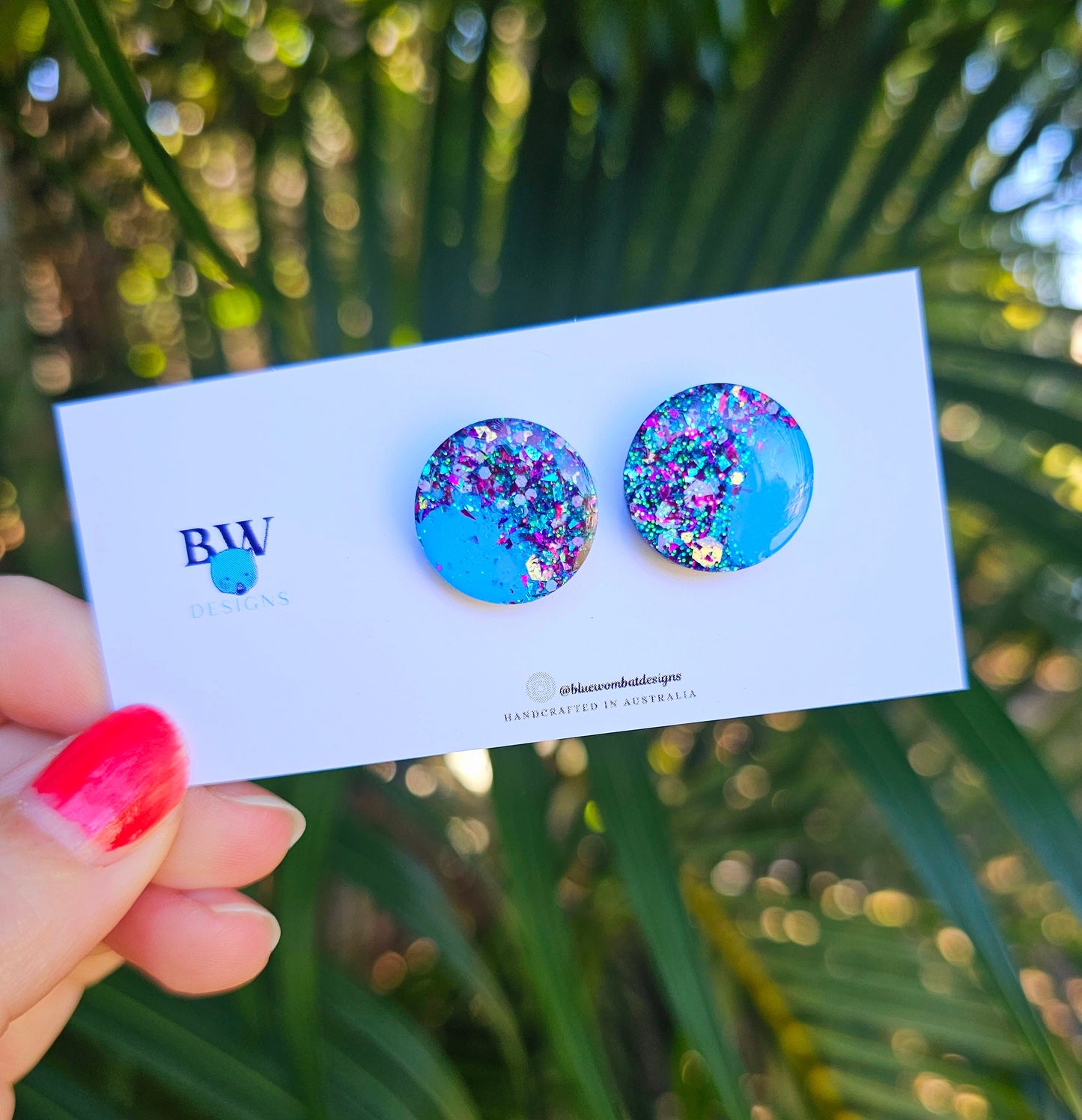 Resin Glitter Galaxy Studs 17mm