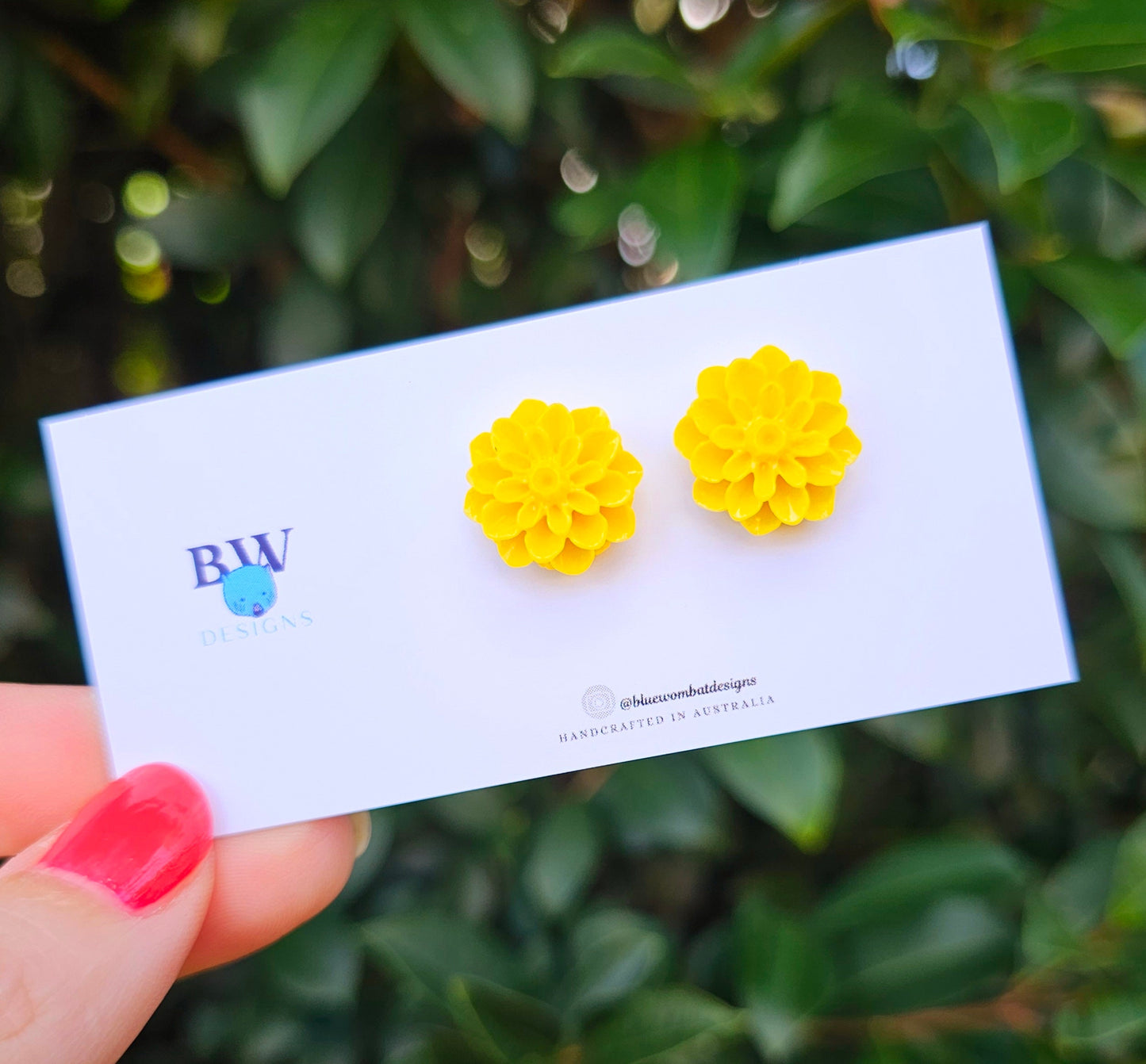 Resin Flower Studs, Pop of Colour Everyday Wear Fun Fashion Earring Studs 14mm-20mm