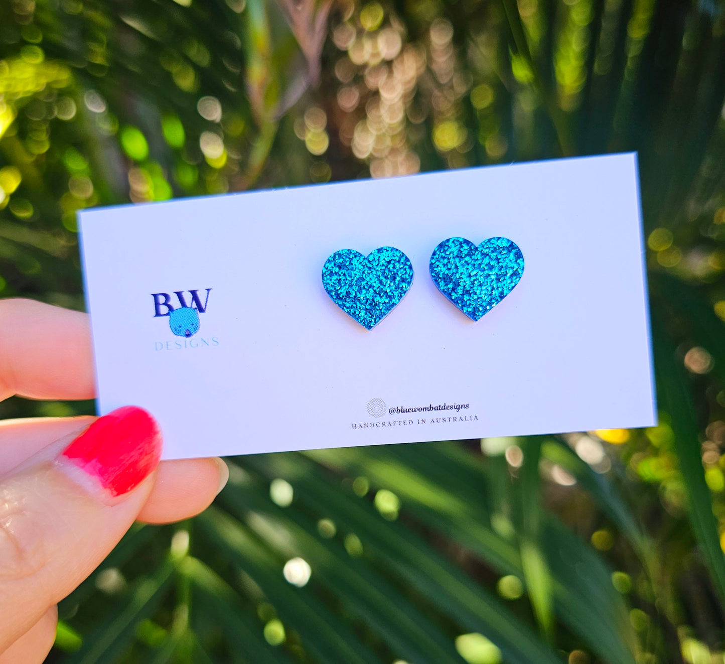 Love Heart Glitter Resin Small Stud Earrings