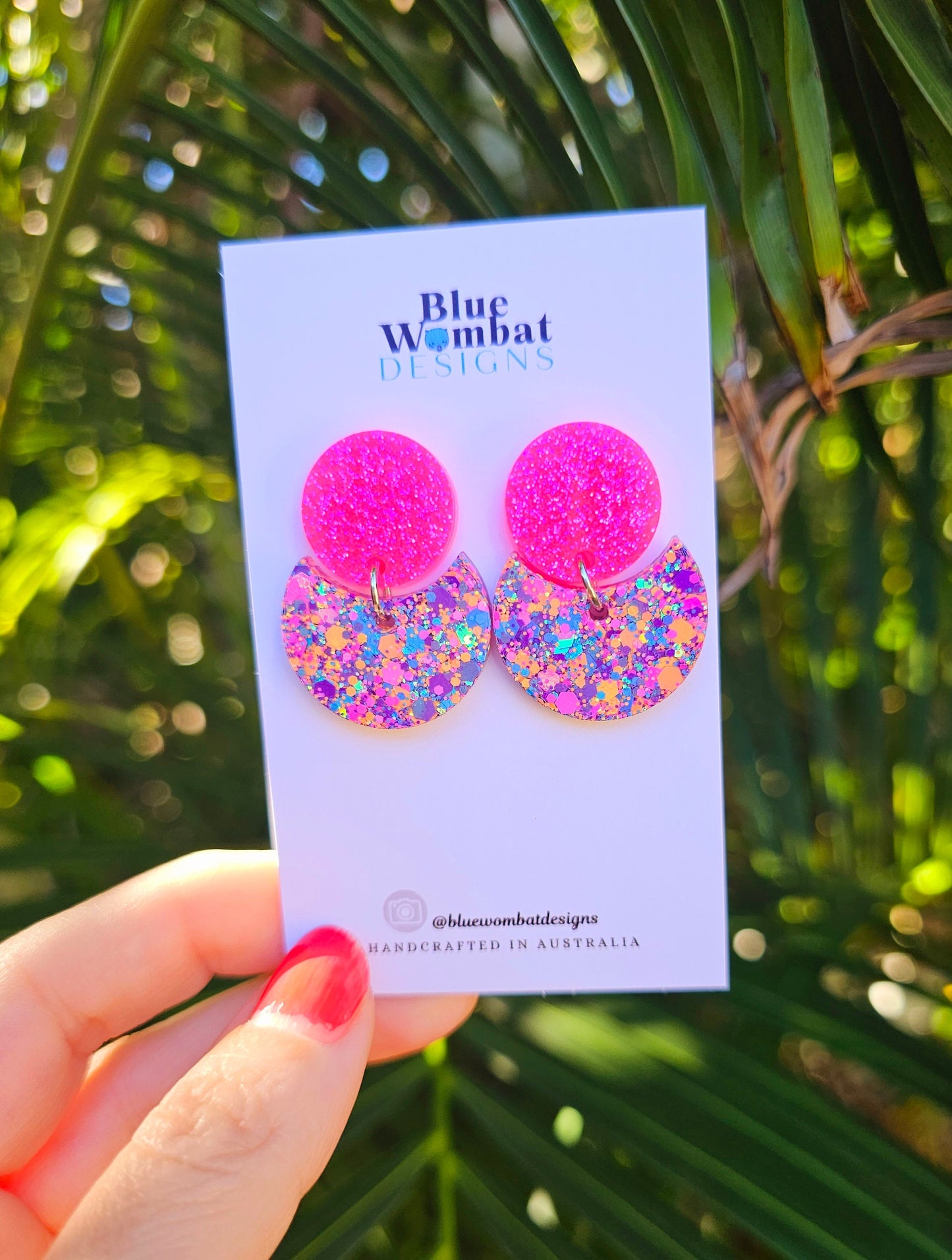 Colourful Glitter Resin Small Dangle Statement Earrings