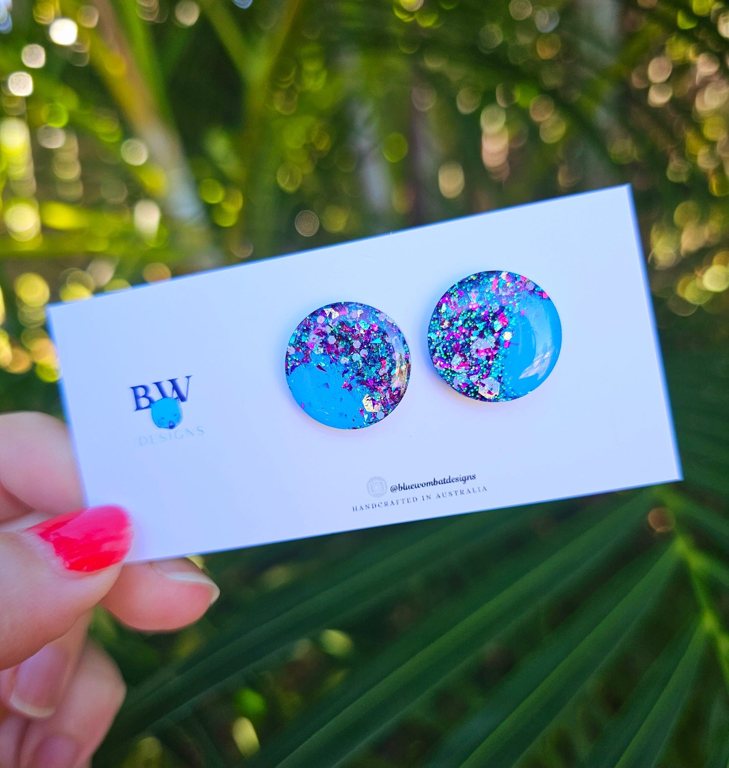 Resin Glitter Galaxy Studs 17mm