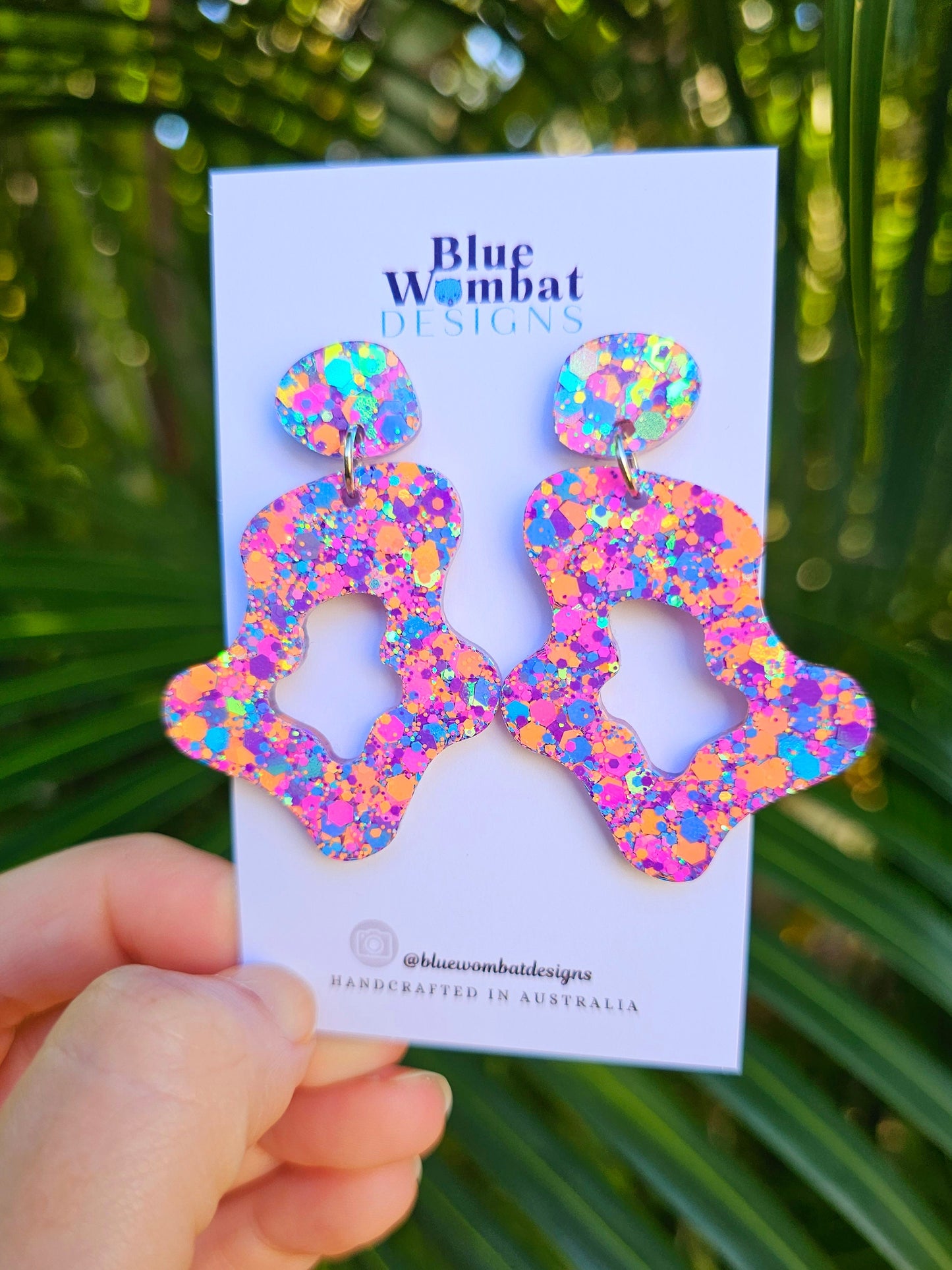 Resin Glitter Organic Statement Dangle Earrings