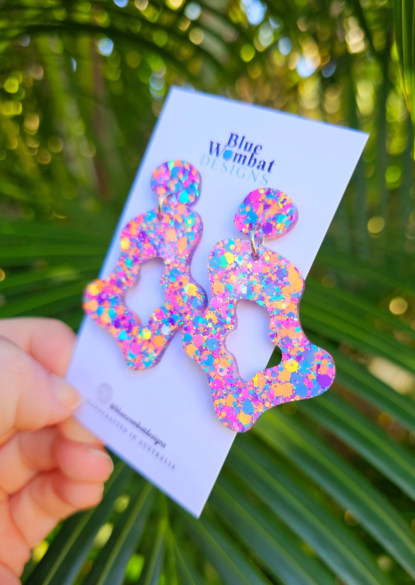 Resin Glitter Organic Statement Dangle Earrings