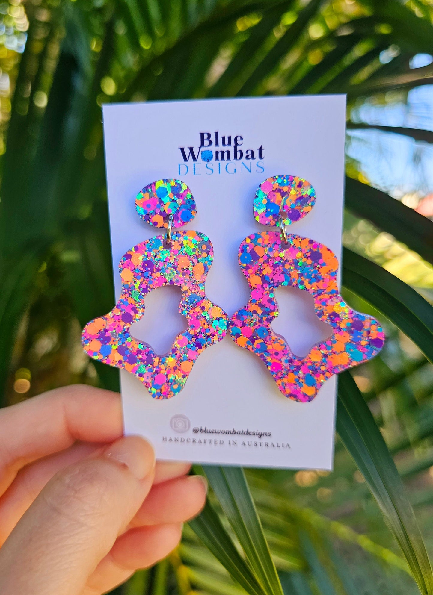 Resin Glitter Organic Statement Dangle Earrings
