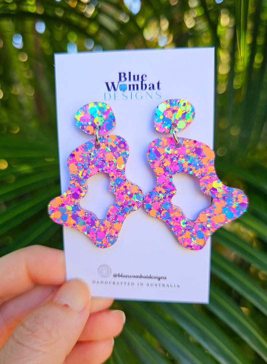 Resin Glitter Organic Statement Dangle Earrings