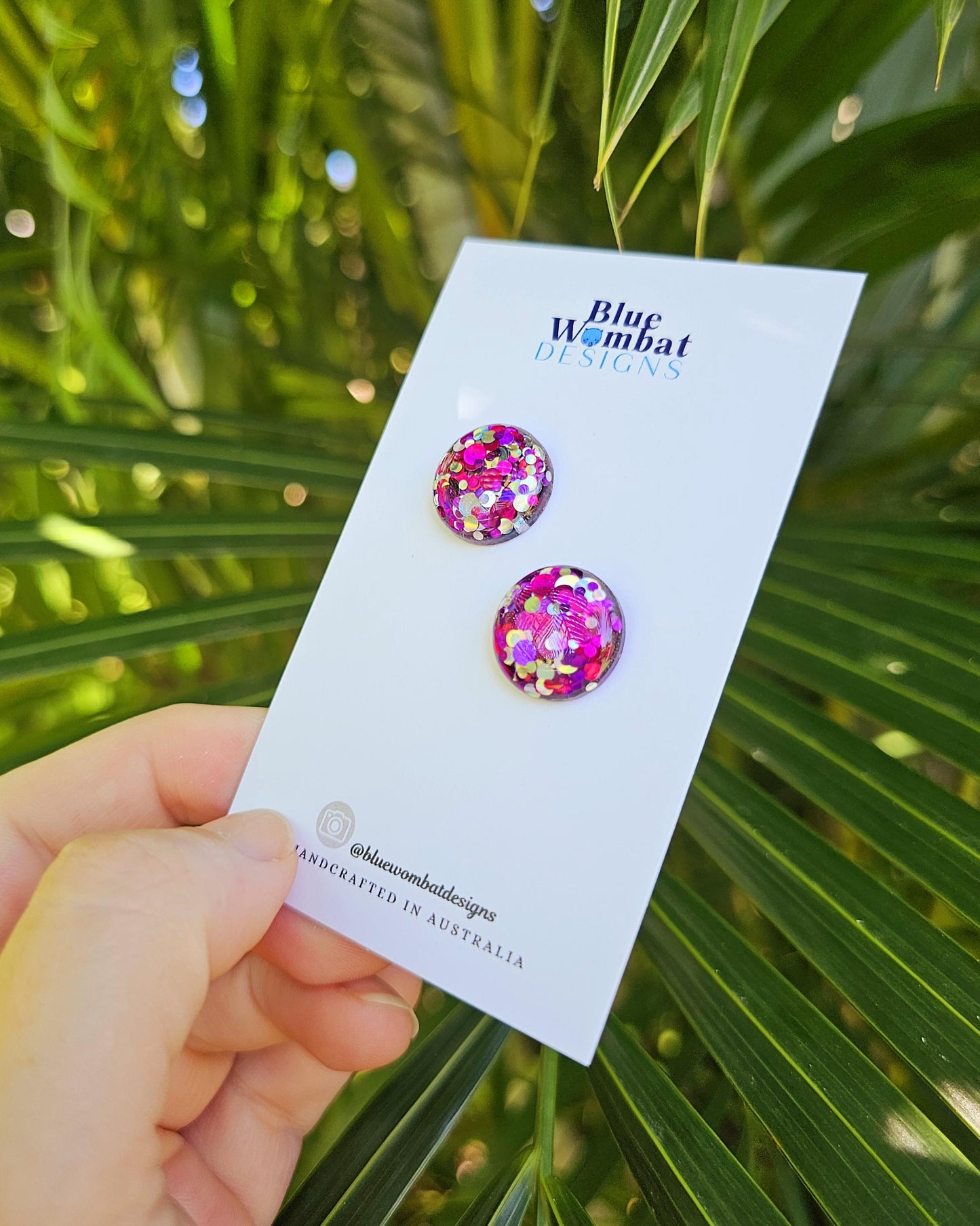 Colourful Glitter Resin Domed Studs 16mm