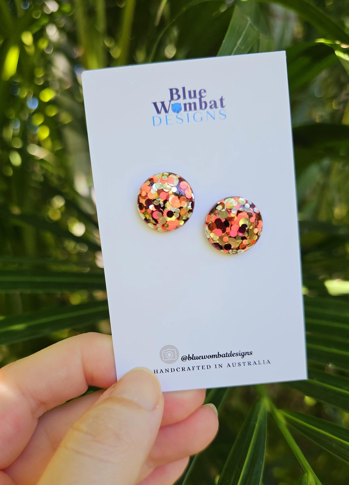 Colourful Glitter Resin Domed Studs 16mm