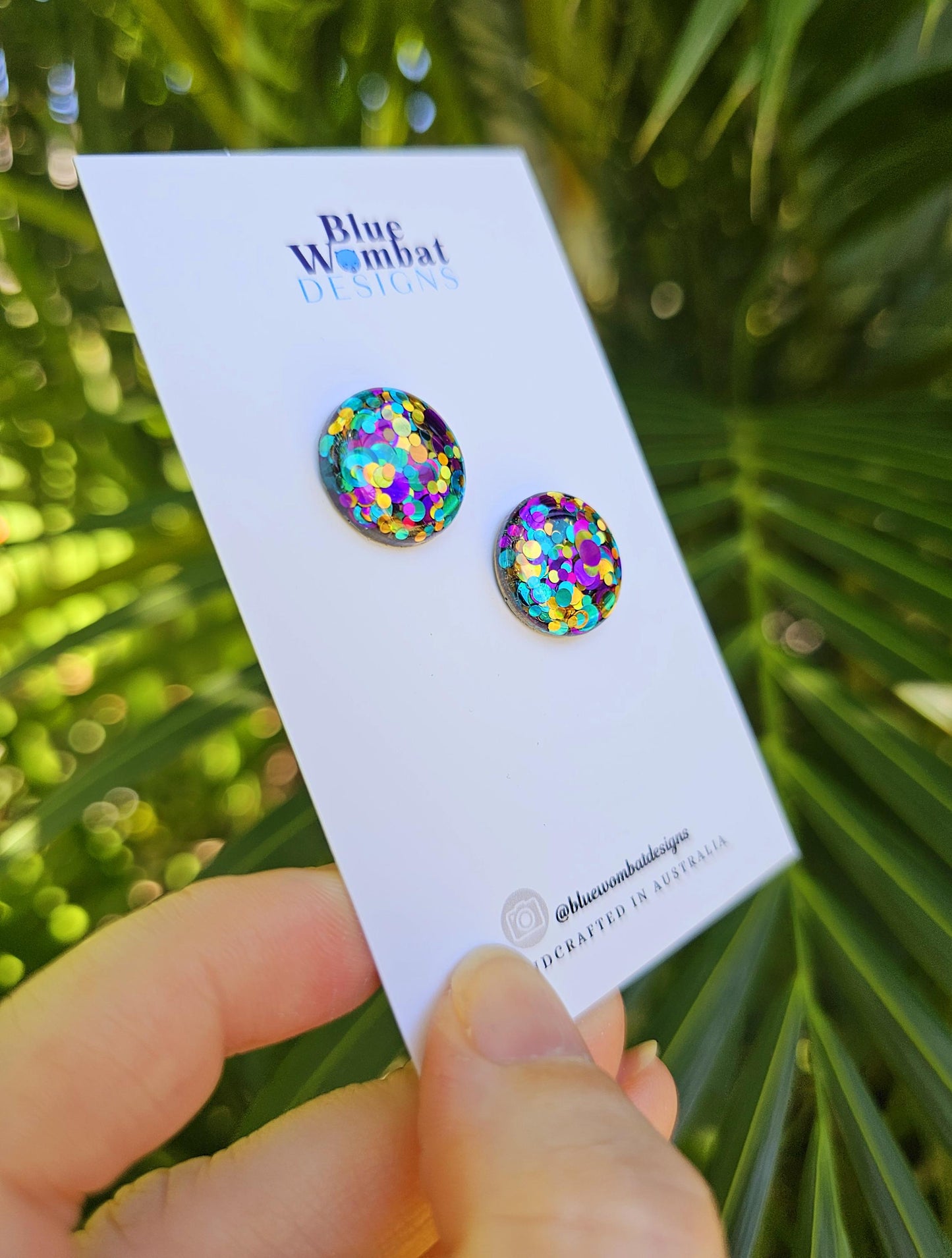Colourful Glitter Resin Domed Studs 16mm