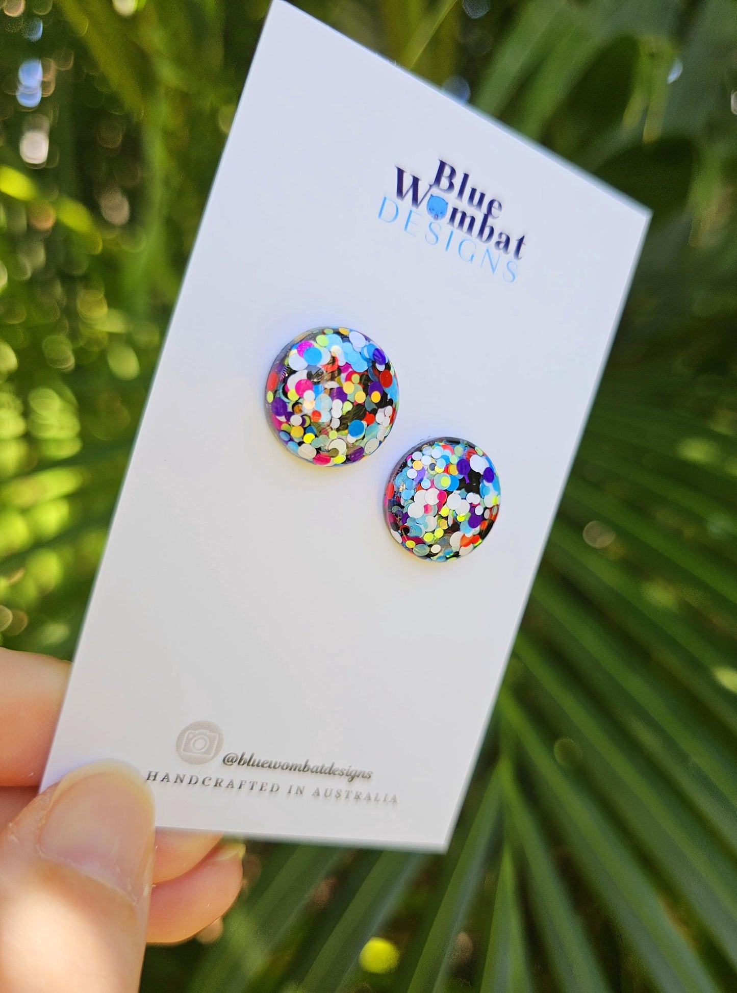 Colourful Glitter Resin Domed Studs 16mm