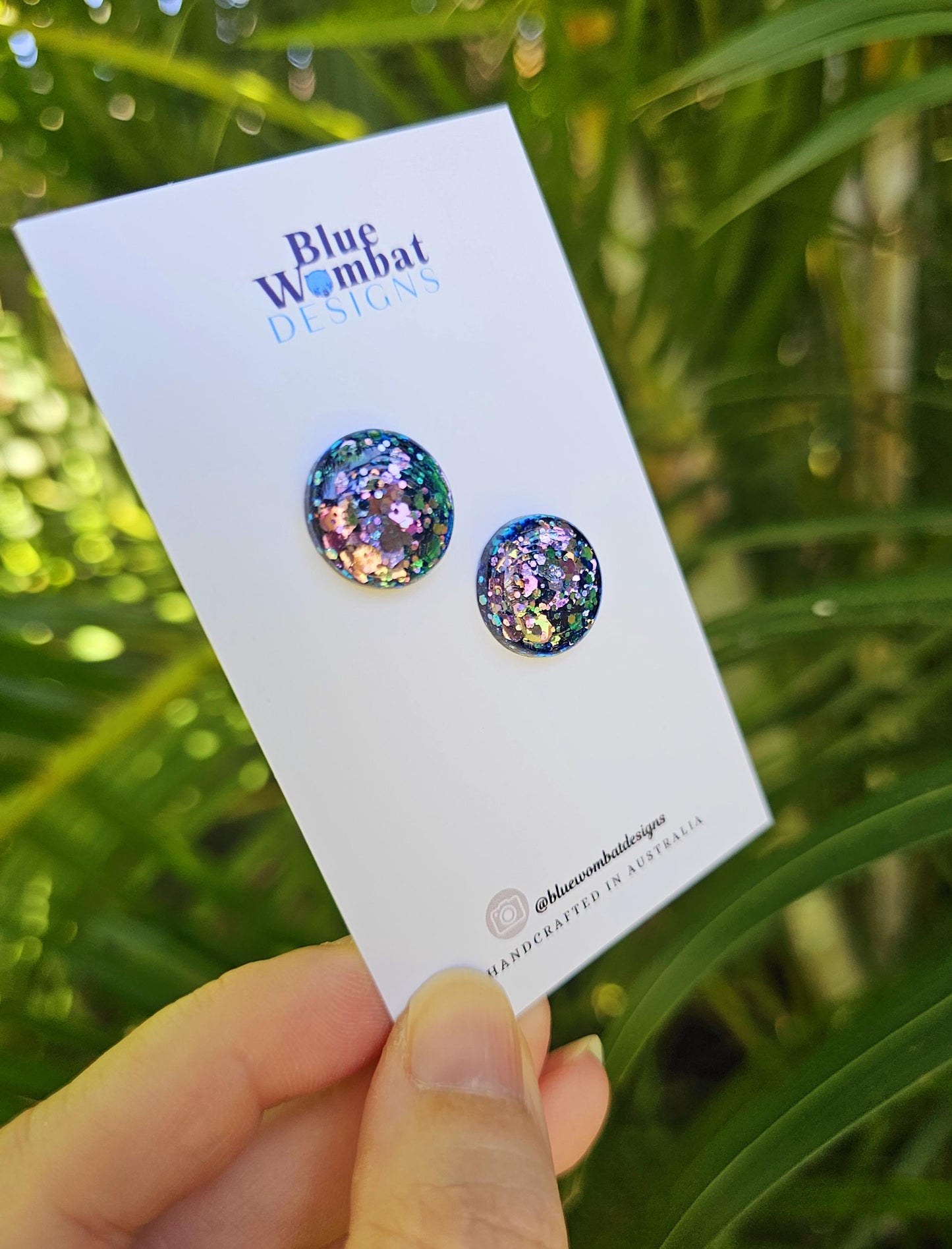 Iridescent Chameleon Glitter Resin Domed Studs 16mm