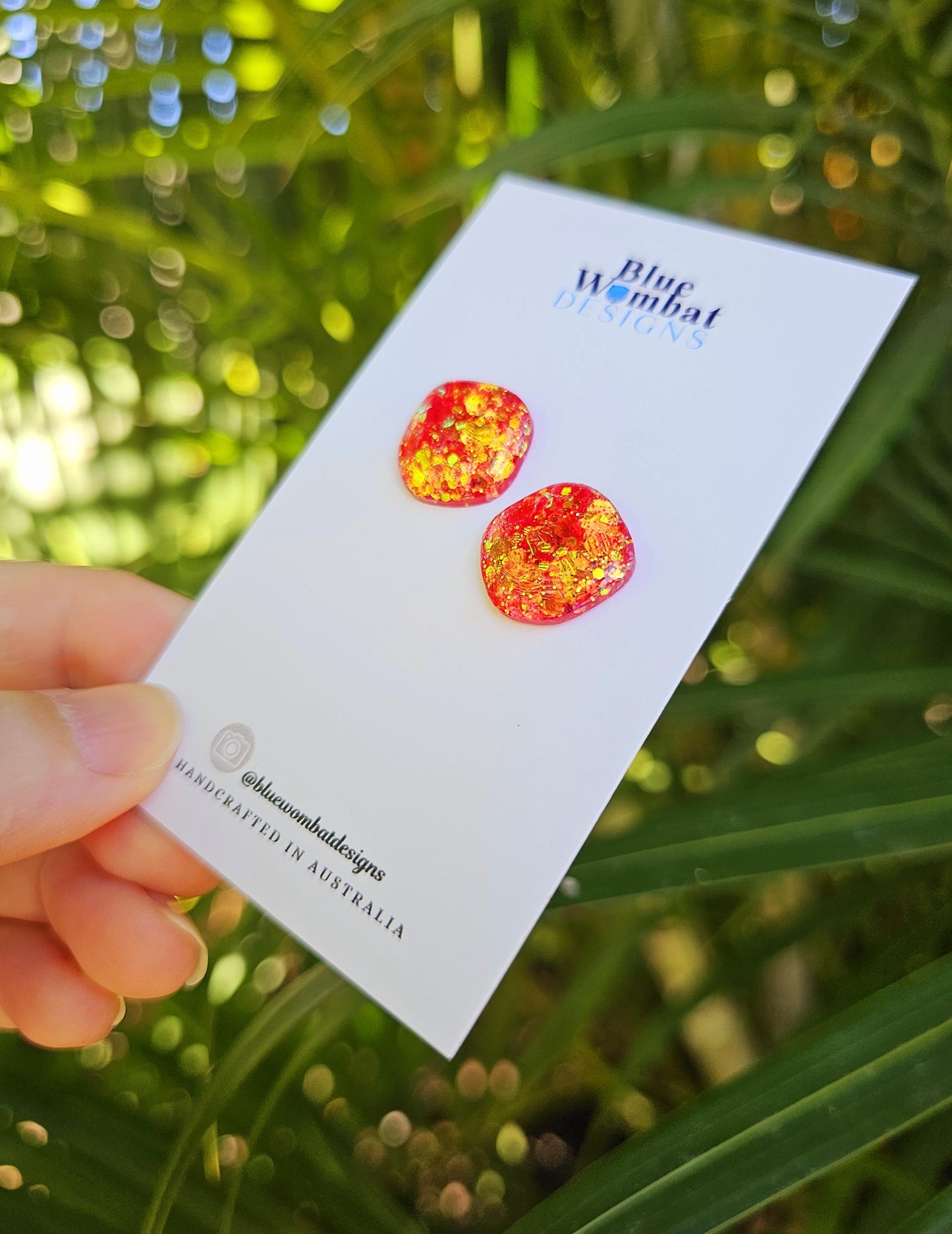 Sparkle Glitter Resin Domed Organic Shape Studs 16mm