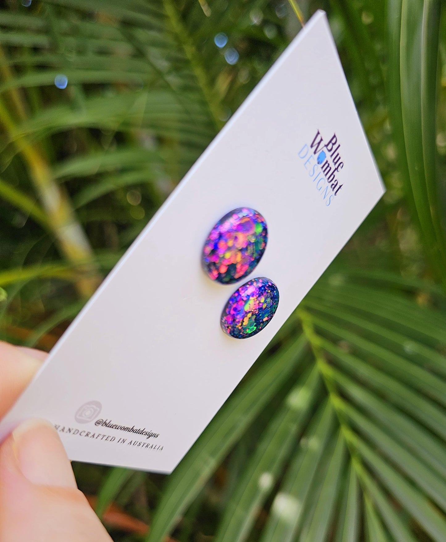 Iridescent Chameleon Glitter Resin Domed Studs 16mm