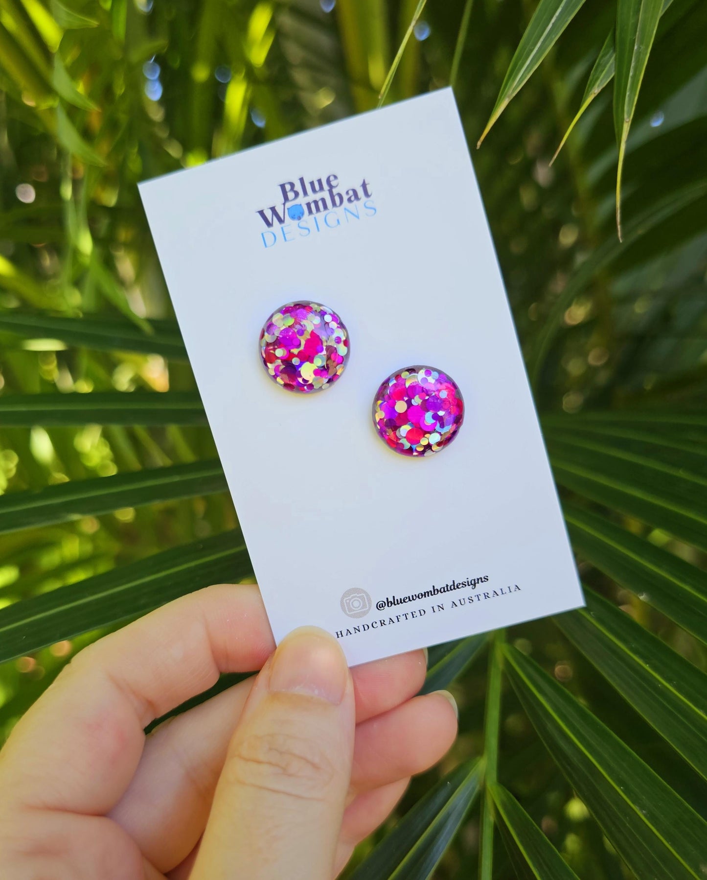 Colourful Glitter Resin Domed Studs 16mm