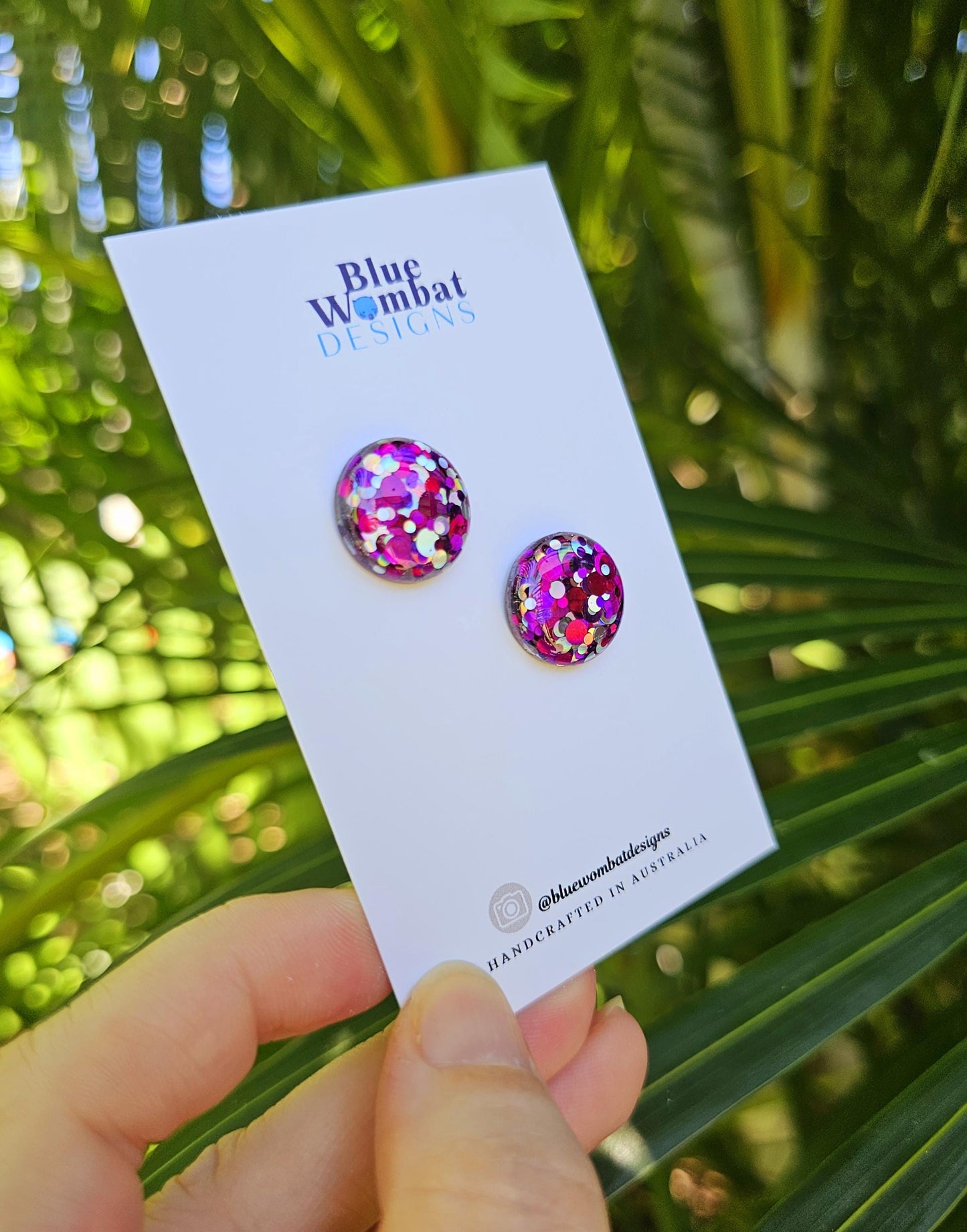 Colourful Glitter Resin Domed Studs 16mm