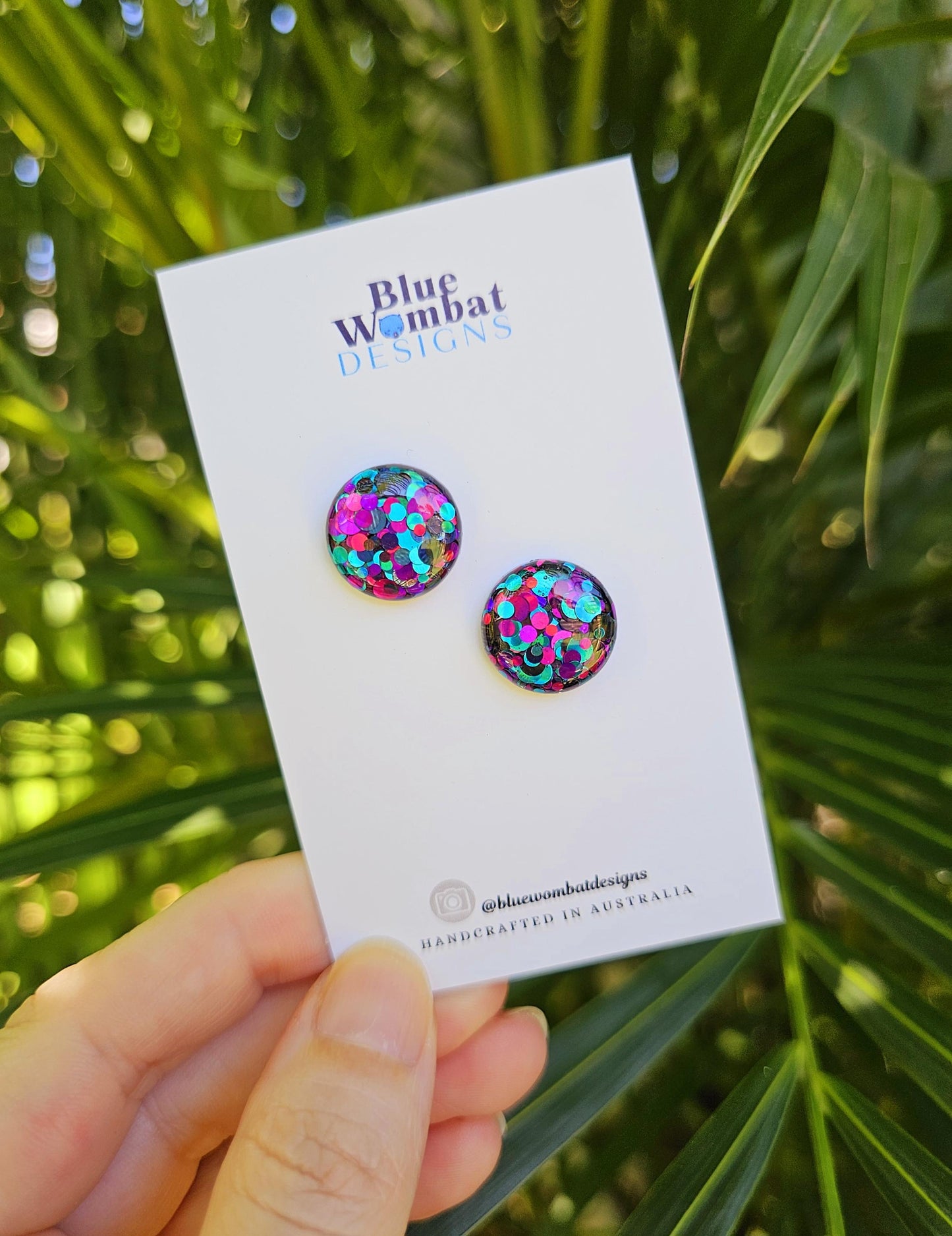 Colourful Glitter Resin Domed Studs 16mm