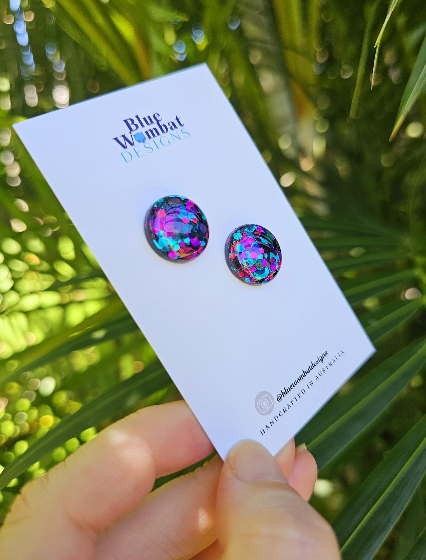 Colourful Glitter Resin Domed Studs 16mm