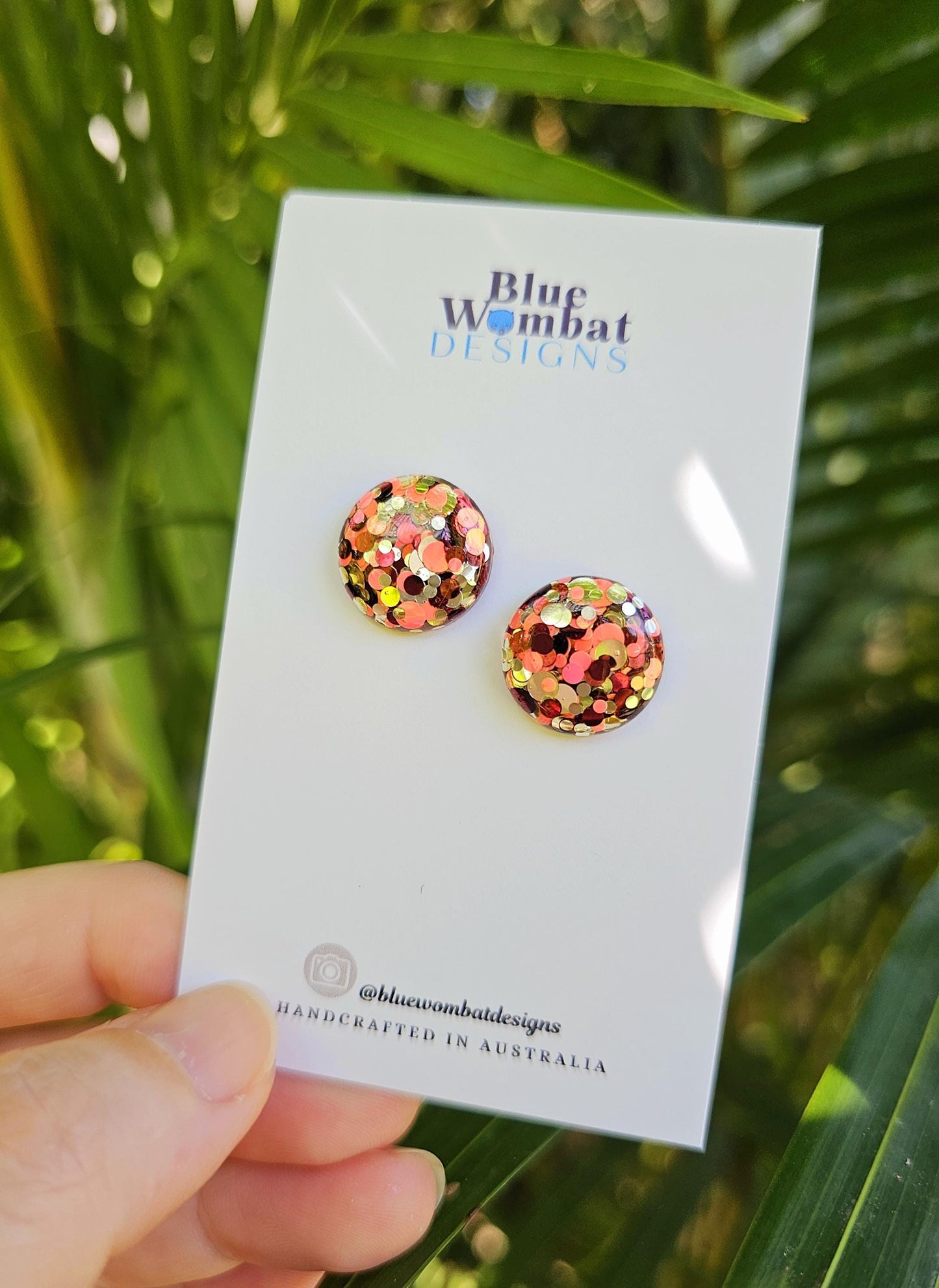 Colourful Glitter Resin Domed Studs 16mm