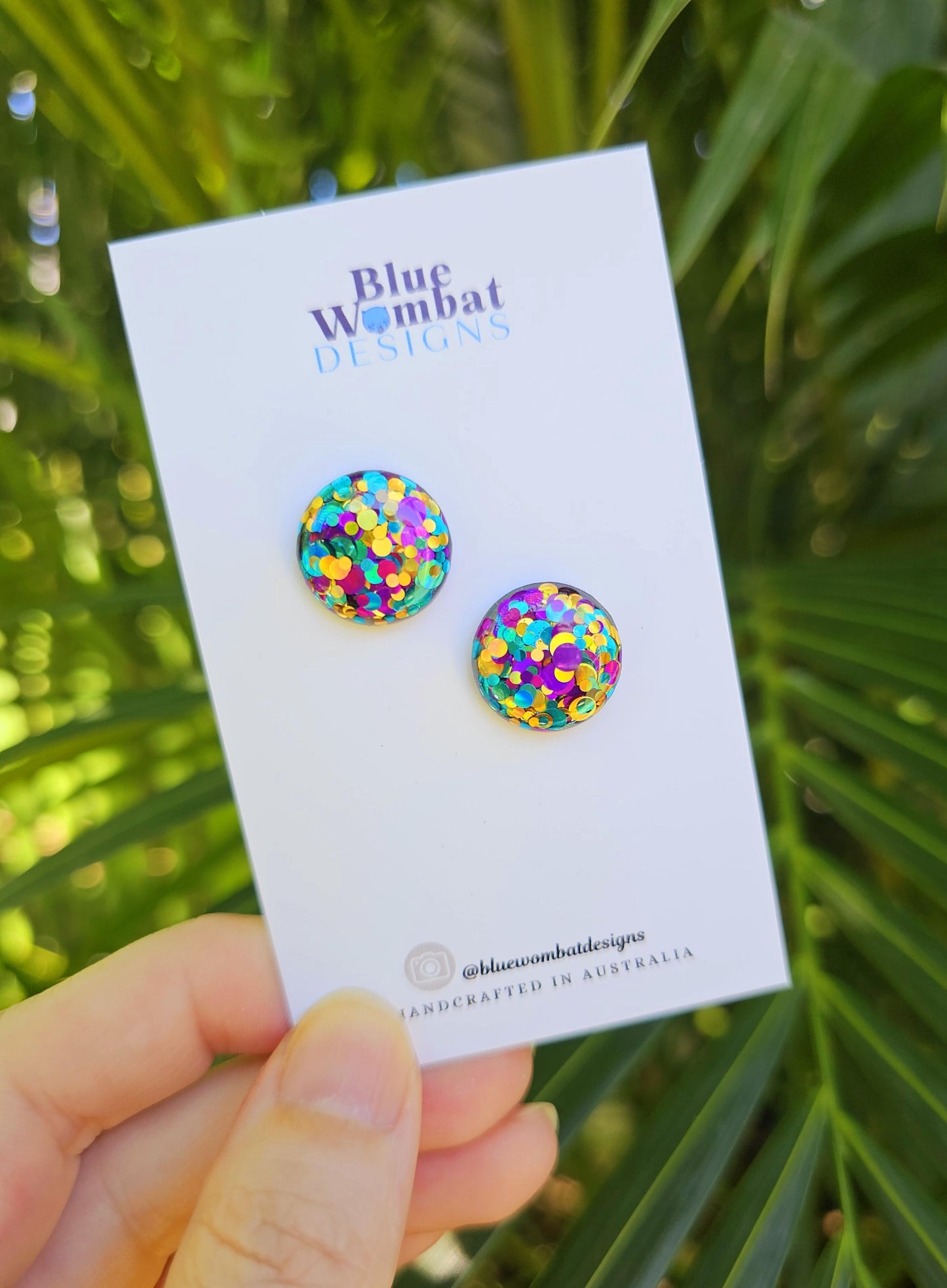 Colourful Glitter Resin Domed Studs 16mm