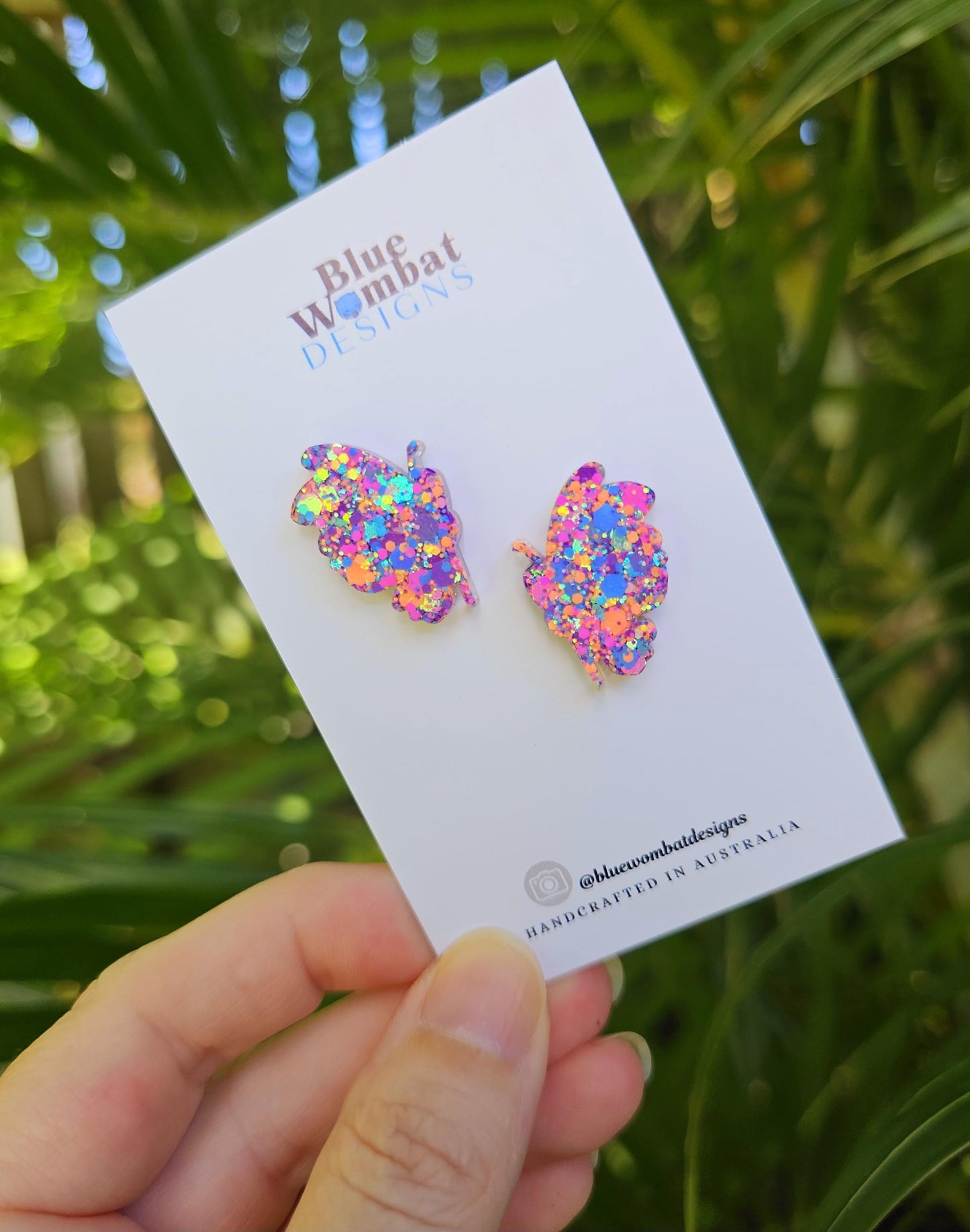 Handmade Butterfly Glitter Resin Stud Earrings