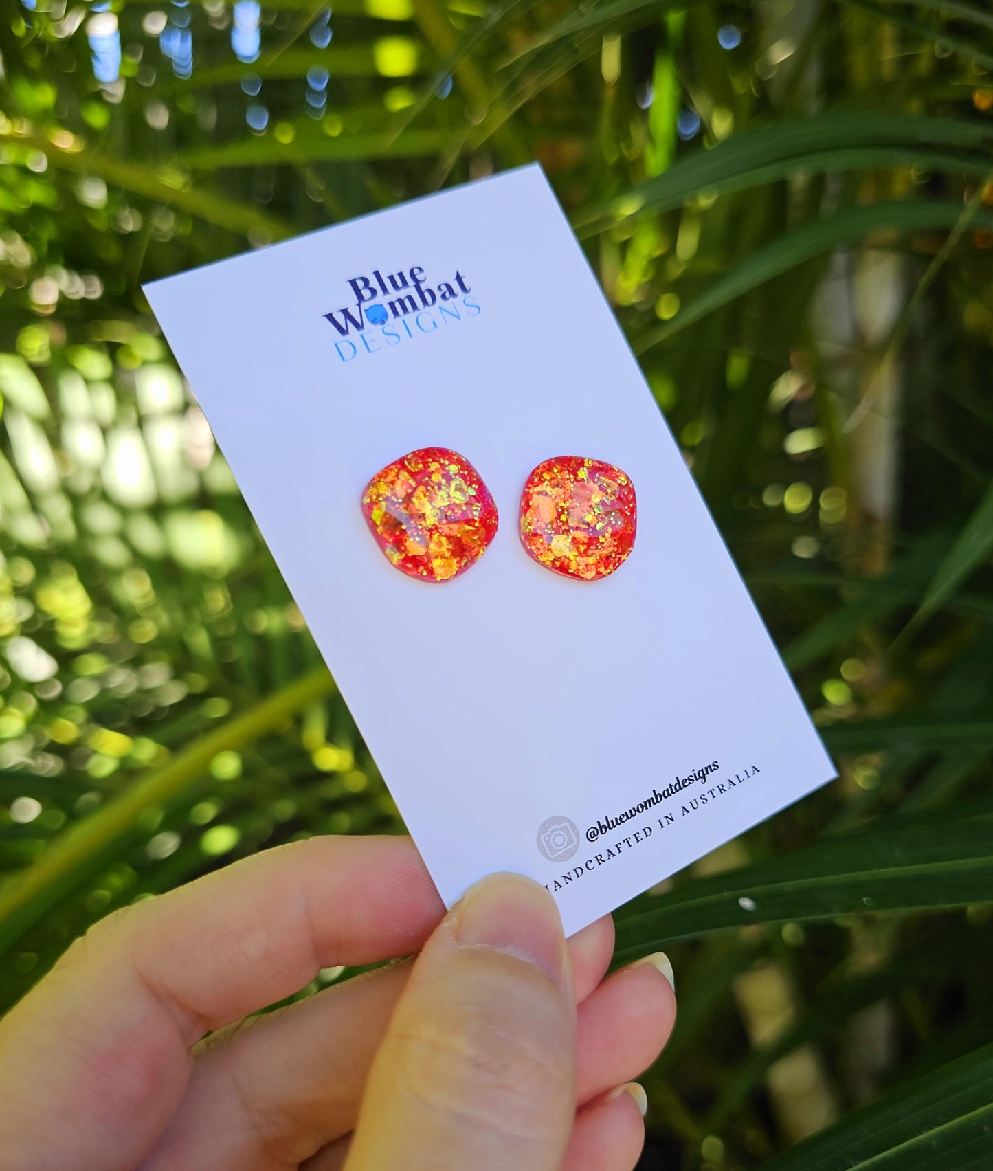 Sparkle Glitter Resin Domed Organic Shape Studs 16mm