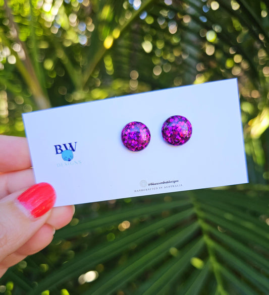 Sparkle Glitter Resin Domed Studs 12mm