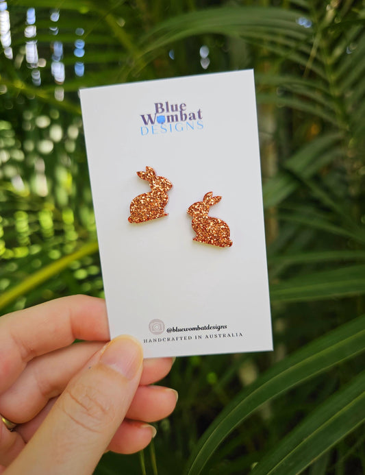 Bunny Rabbit Resin Glitter Studs 16mm