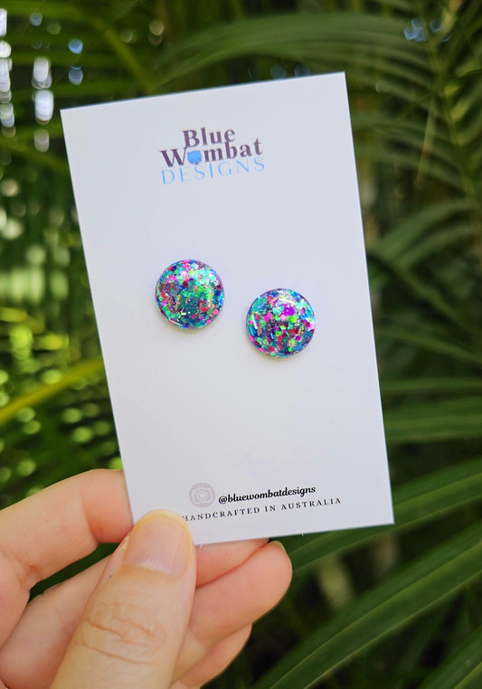 Resin Glitter Domed Studs 14mm