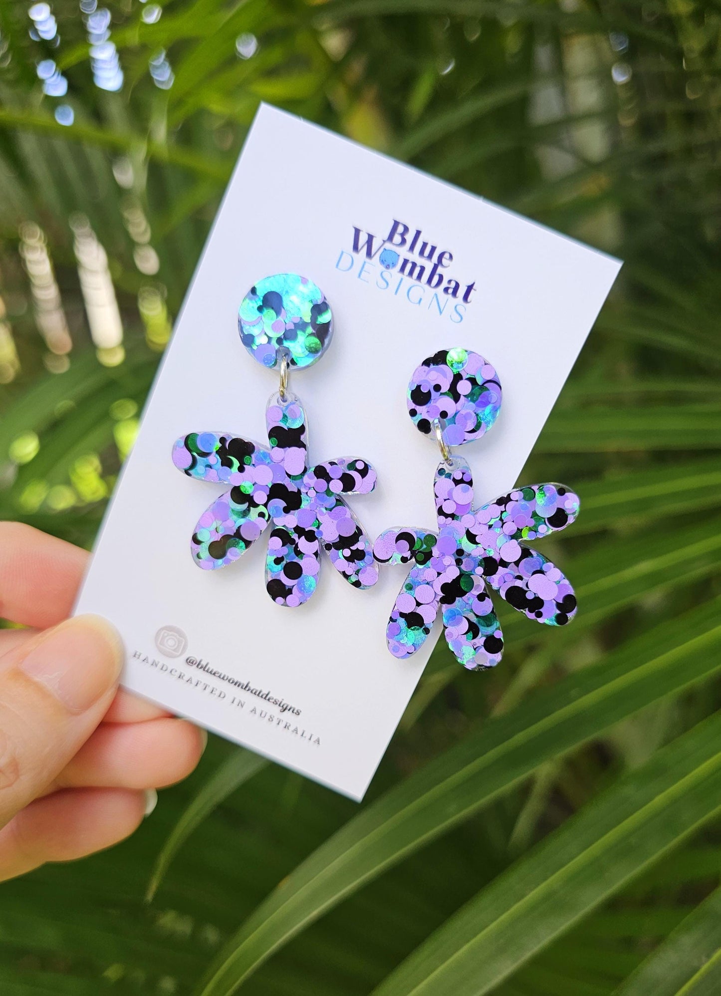 Resin Glitter Sparkle Statement Dangle Earrings