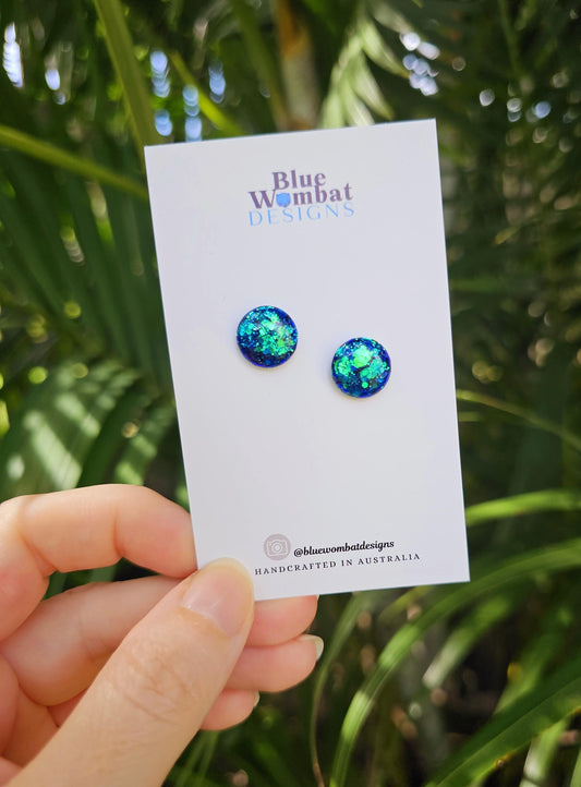 Chameleon Glitter Resin Domed Studs 12mm