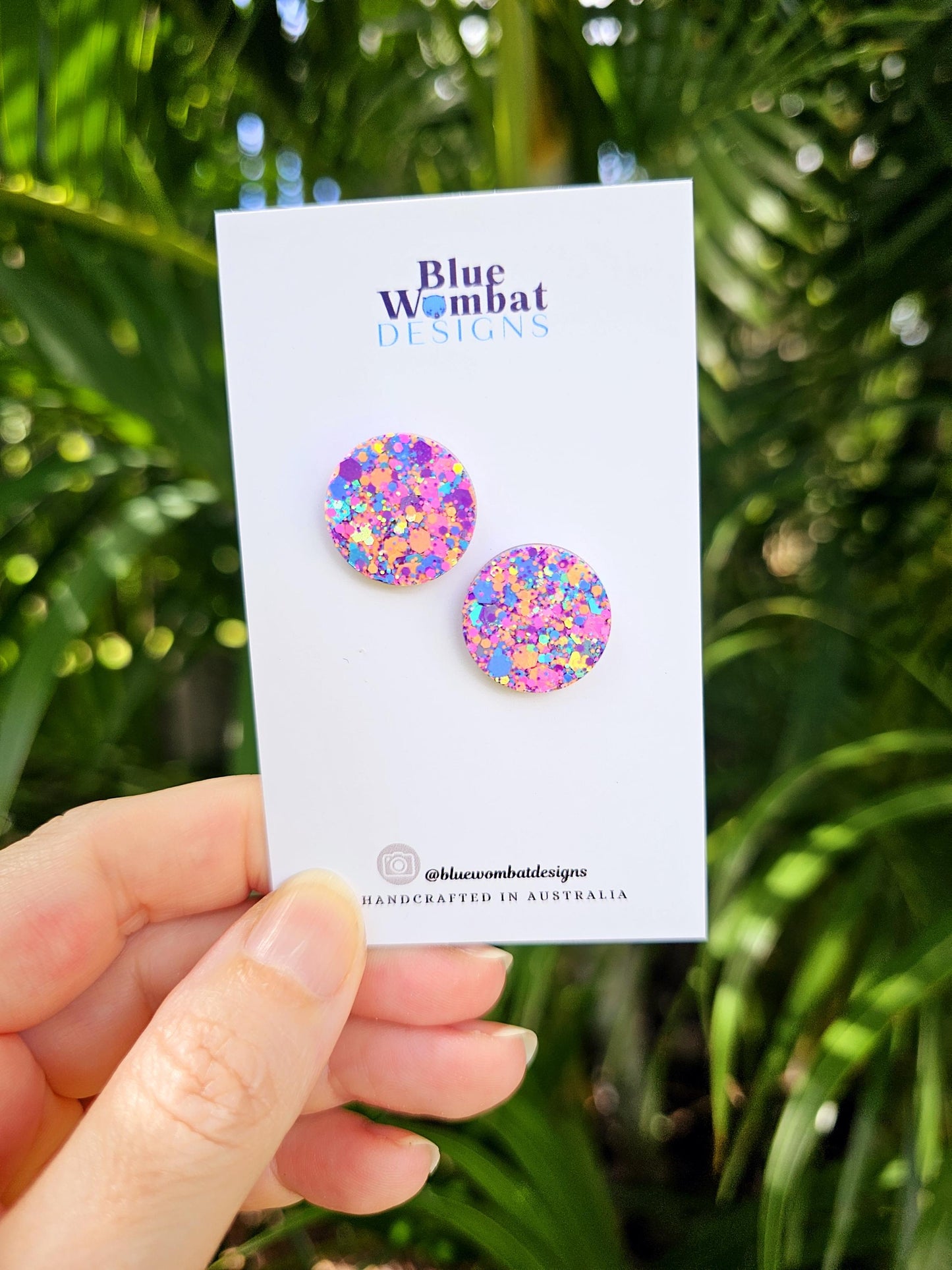 Colourful Resin Stud Earrings 17mm