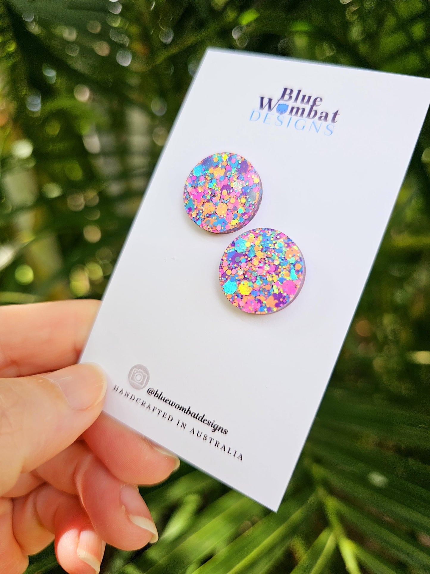 Colourful Resin Stud Earrings 17mm