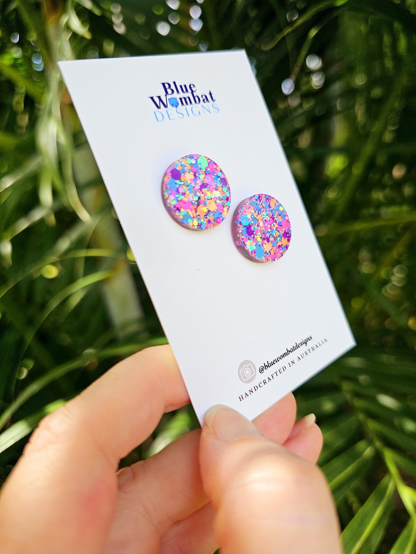 Colourful Resin Stud Earrings 17mm