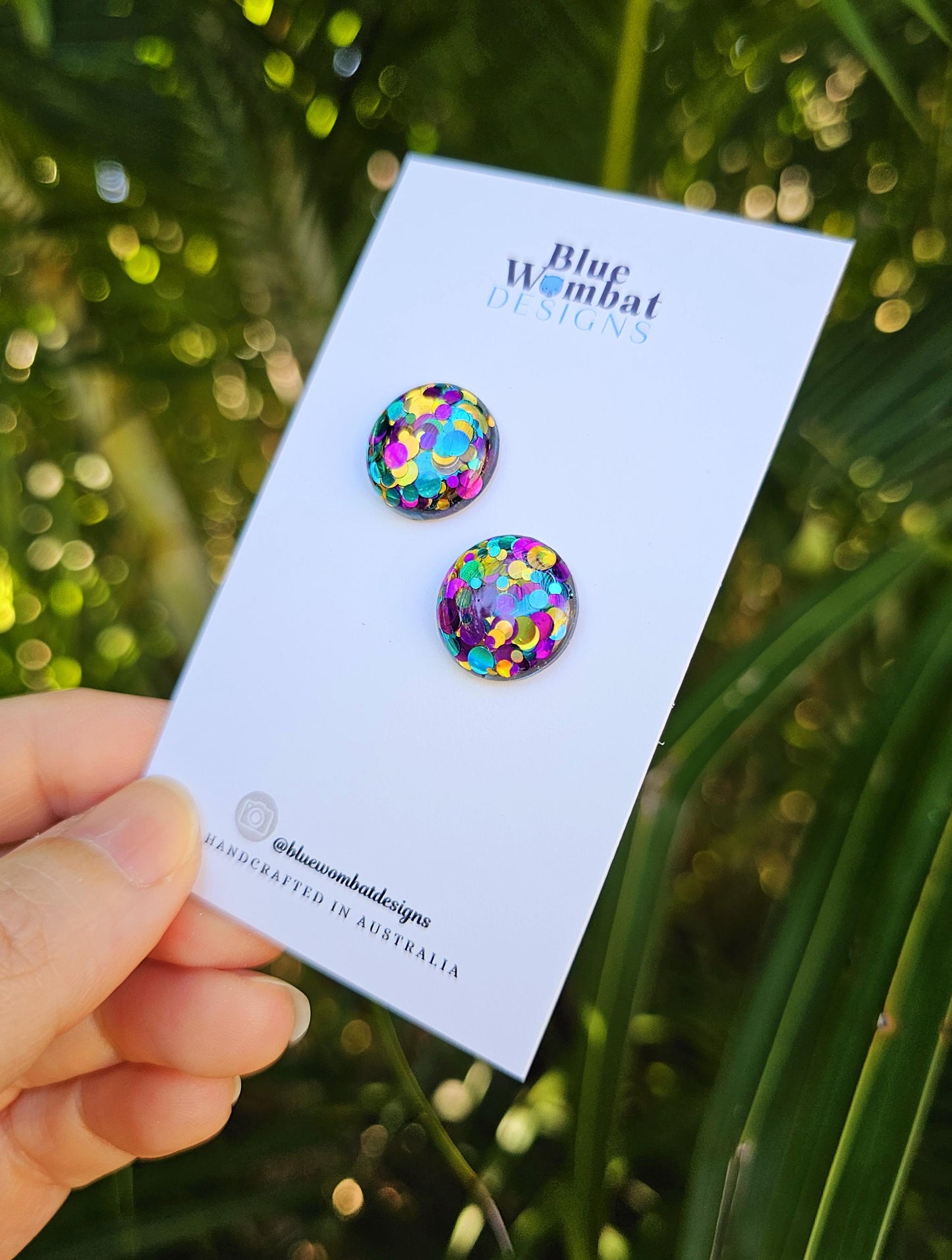 Colourful Glitter Resin Domed Studs 16mm