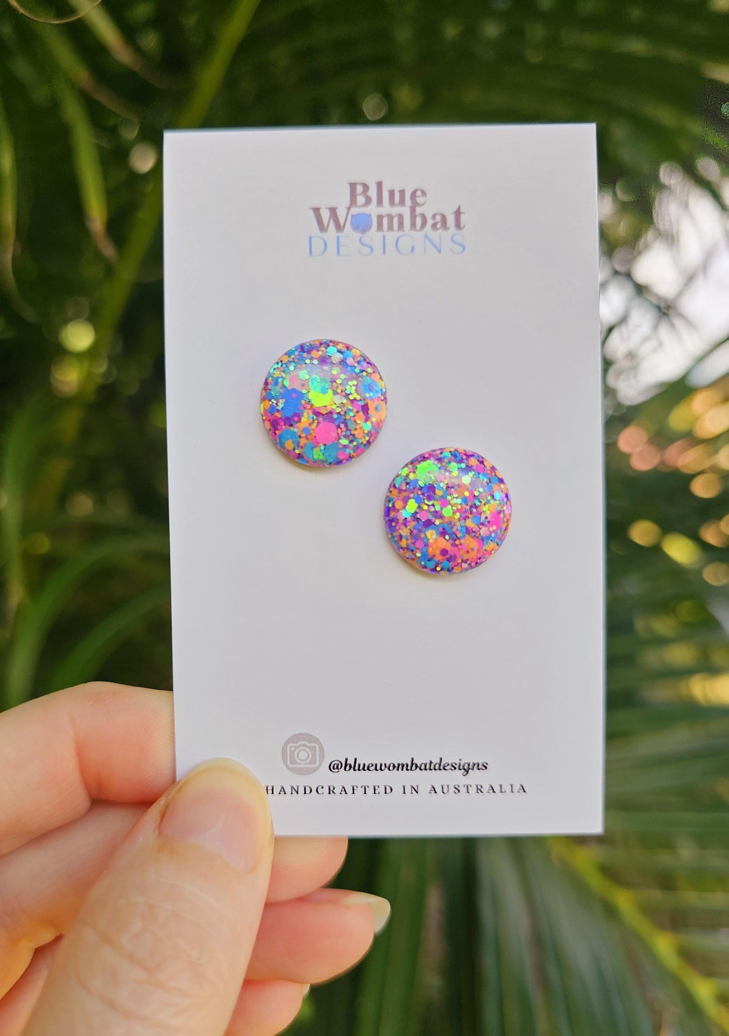 Colourful Glitter Resin Domed Studs 16mm